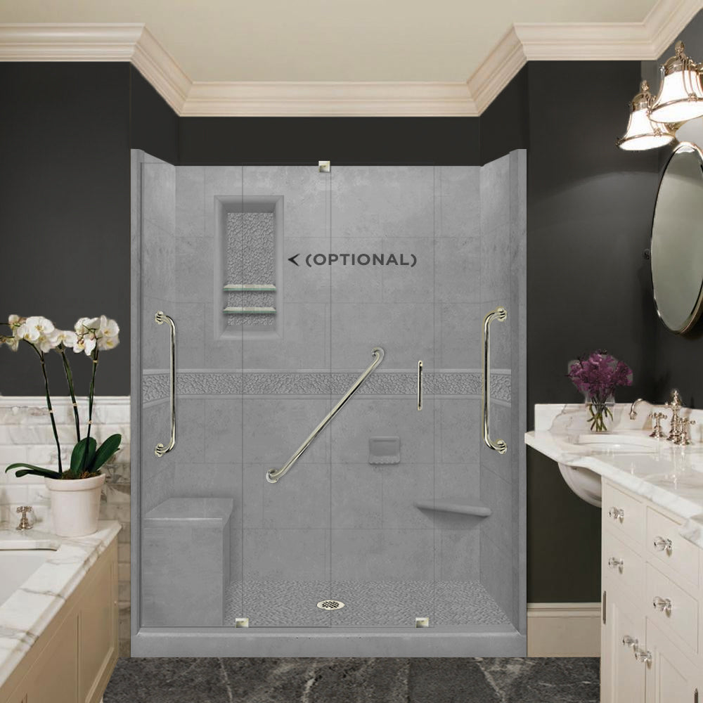 Freedom Pebble Wet Cement 60-Inch Alcove Shower Enclosure Kit - Waterproof Bathroom Remodeling Solution for Modern Homes