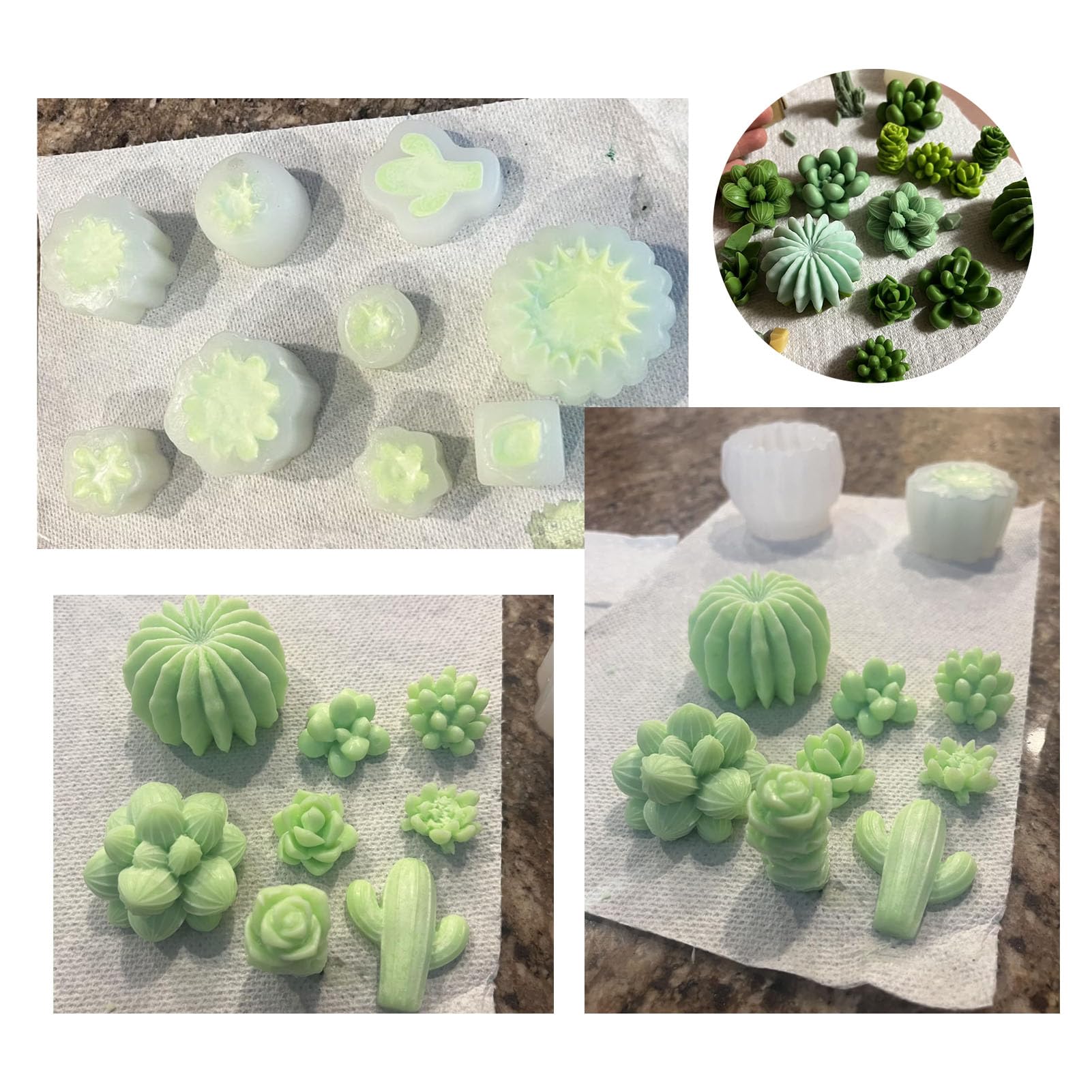 Palksky 10 Pcs Silicone Succulent Molds - 3D Cactus Candle & Epoxy Resin Molds for DIY Wax Melts, Soap Making, Christmas Crafts - Perfect for Home Decor, Wedding Favors & Gift Making