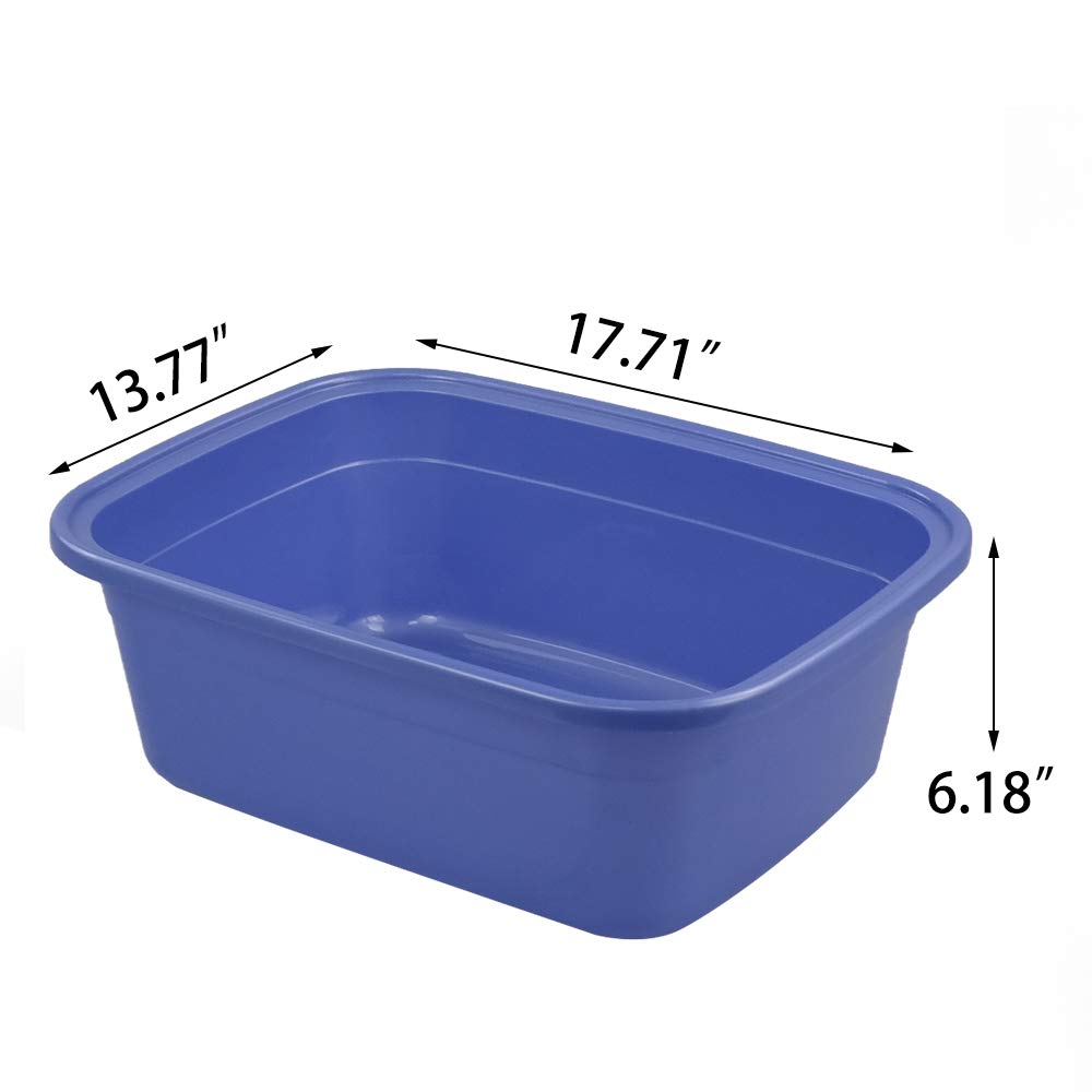 **18 Quart Large Plastic Dish Pans - Set of 3, Heavy-Duty Wash Basin for Kitchen, Bathroom, Laundry & Camping | Durable & Multipurpose Storage Bin**