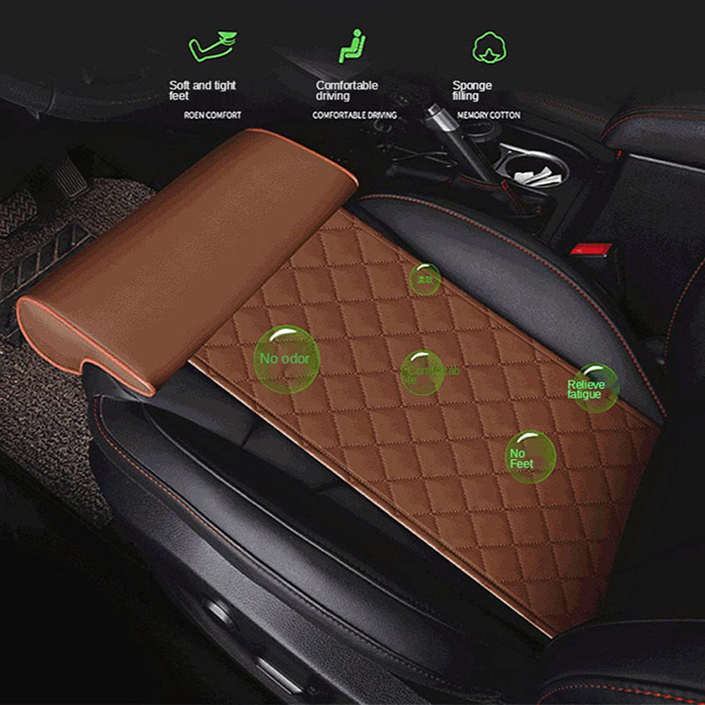 **Leather Knee Pads & Leg Support Cushion - Car Seat Extender for Long-Distance Driving, Office, Home, Bus & Train - Comfortable Leg Pillow (Black)**    *Perfect for Travel, Work, or Relaxation at Home*