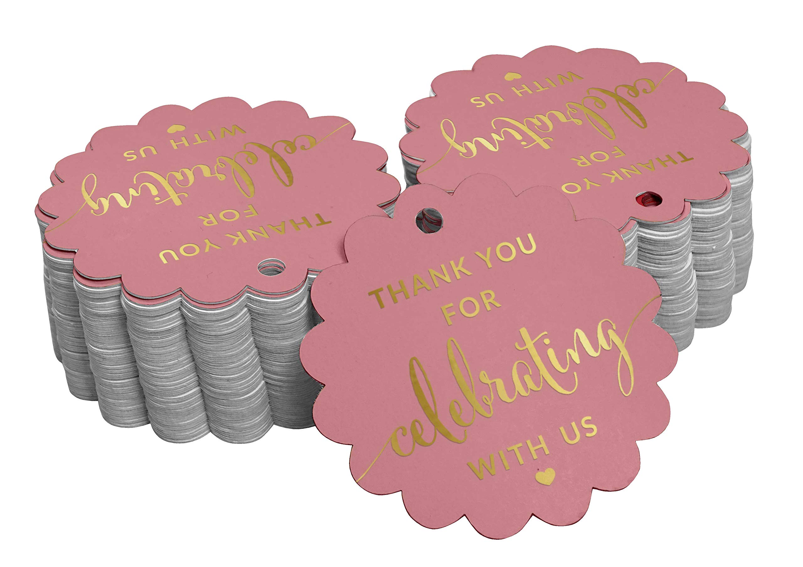 50 Pack Elegant Gold Foil Thank You Tags for Bridal Showers, Baby Showers, Weddings & Birthdays - Premium Gift Favor Hang Tags for Party Decorations & Crafting