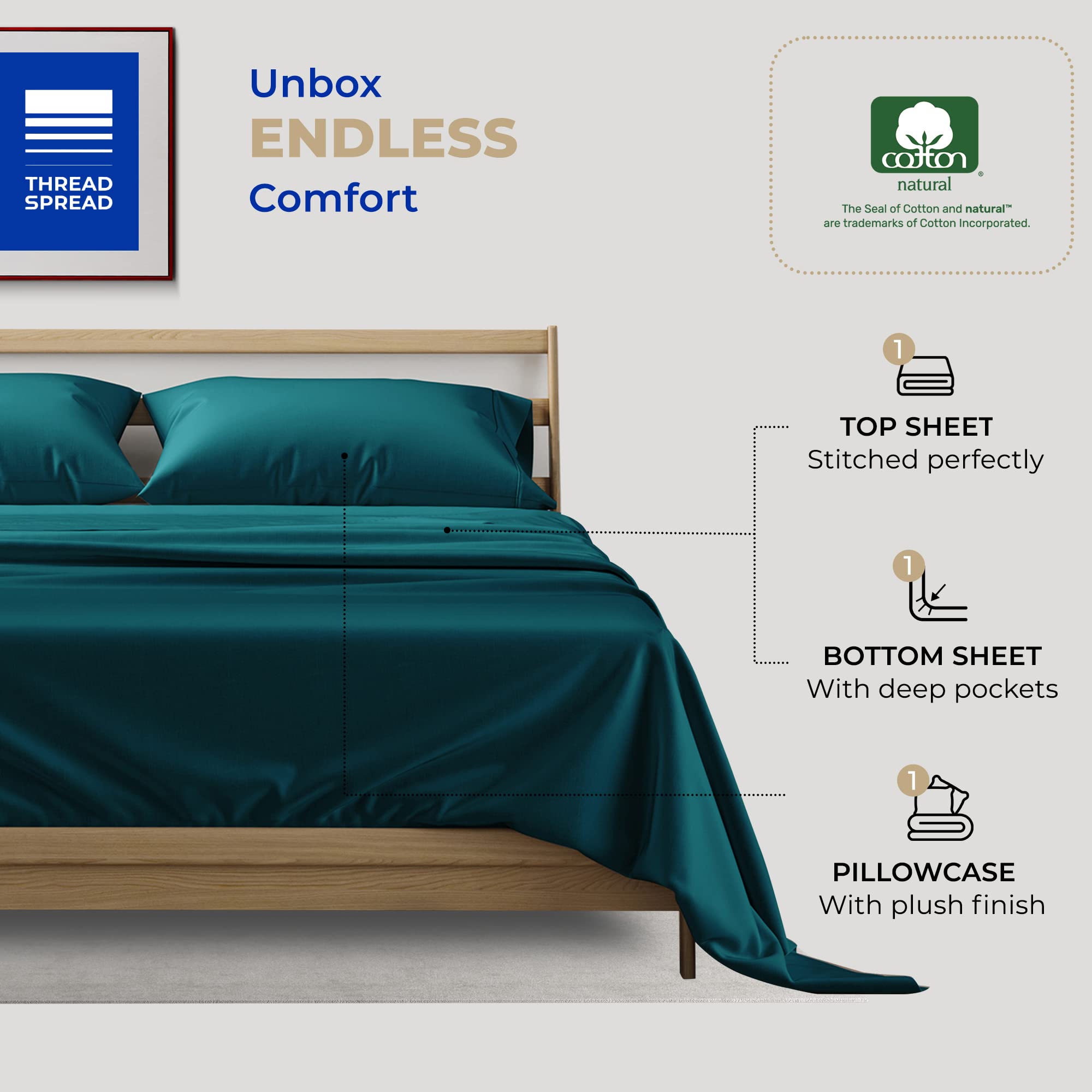 Premium 400 Thread Count 100% Cotton Twin XL Sheet Set - 3-Piece Cooling Luxury Sateen Bedding, 16