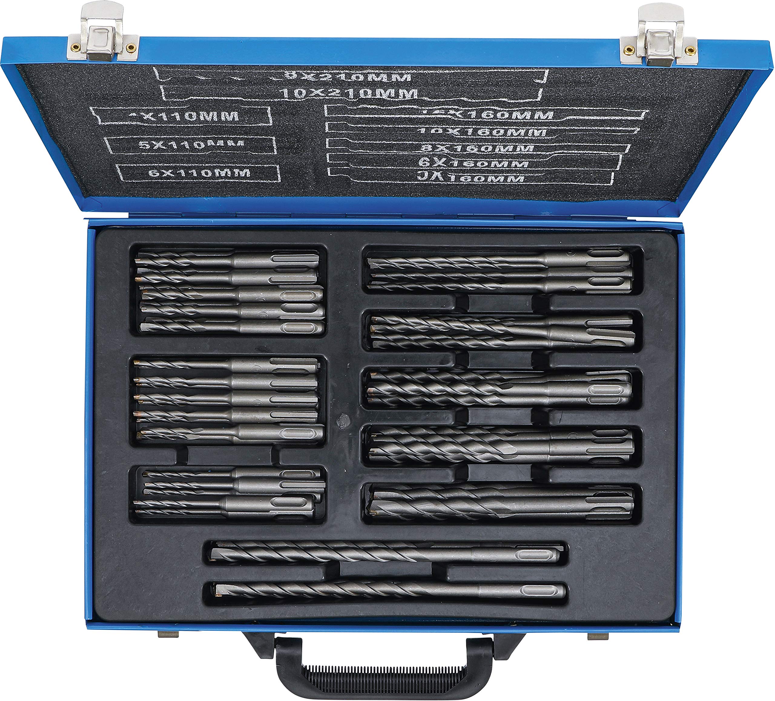 BGS 7894 Professional Hammer Drill Bit Set with SDS Shank, 56-Piece Carbide Tipped Masonry Drill Bits (4-12mm) for Concrete, Brick, and Stone - Perfect for Construction, Renovation, and DIY Projects