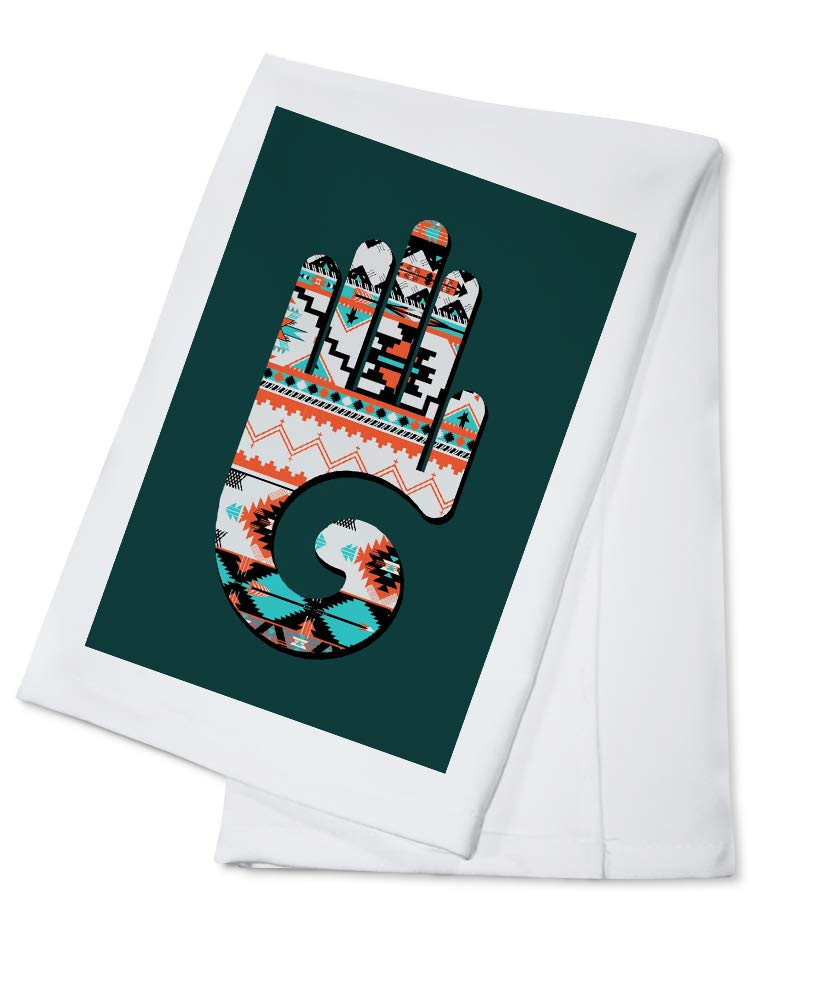 Southwestern Hand Icon Tribal Inspired Pattern Cotton Tea Towel - 100% Cotton Decorative Hand Towel for Kitchen, Bathroom & Home Decor | Perfect for Farmhouse, Boho & Southwestern Style Homes