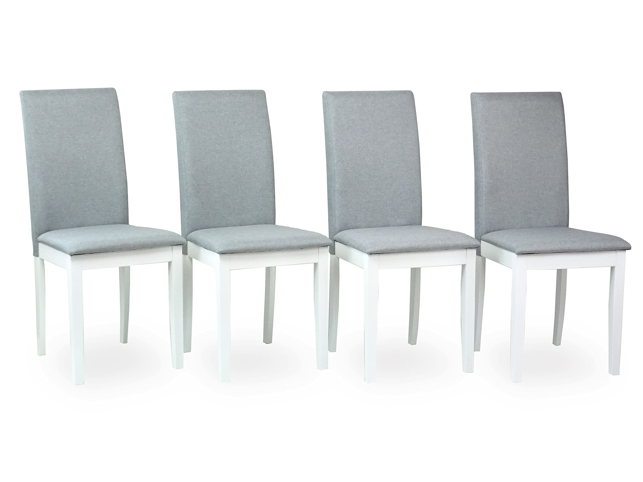 4-Piece Classic White Solid Wood Dining Chairs with Padded Seats - Fallabella Side Chairs for Kitchen, Dining Room & Home Decor