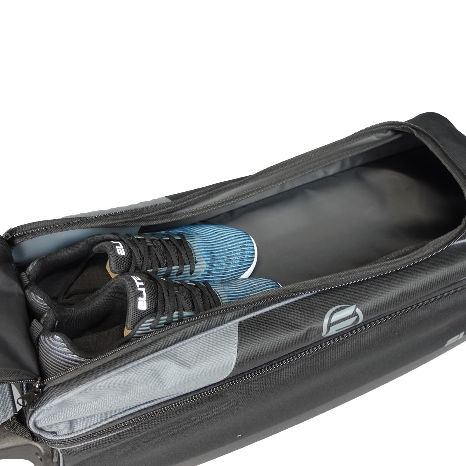 ELITE Basic Triple Roller Black Bowling Bag - 3 Ball Capacity with Shoe Compartment (Fits 2 Pairs Size 15) | Durable & Air Travel-Friendly | Perfect for Bowling Tournaments, League Play & Practice Sessions