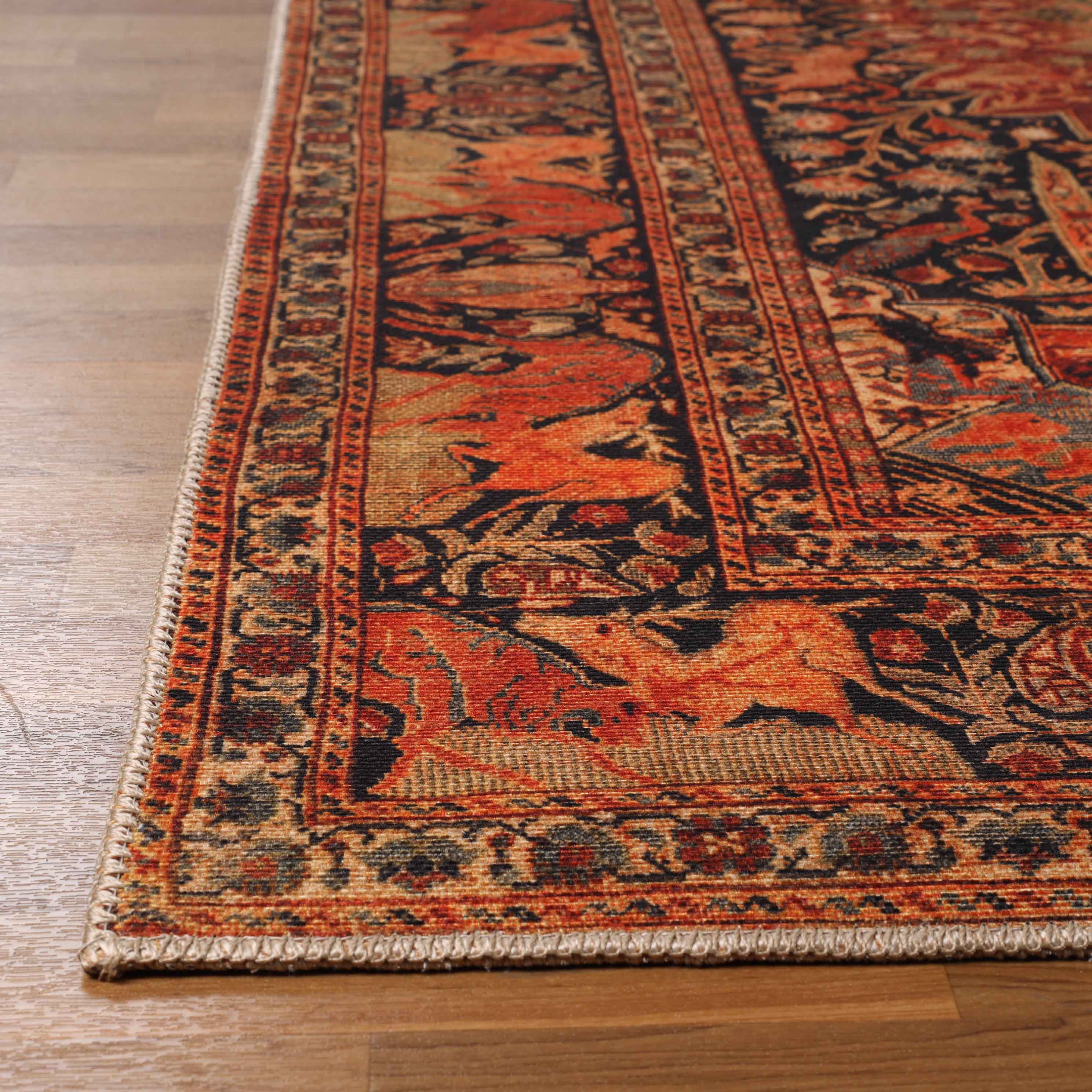 Bohemian Oriental Medallion Wildlife Indoor Area Rug or Runner - Non-Slip, Soft & Durable - Perfect for Living Room, Bedroom, or Hallway Decor