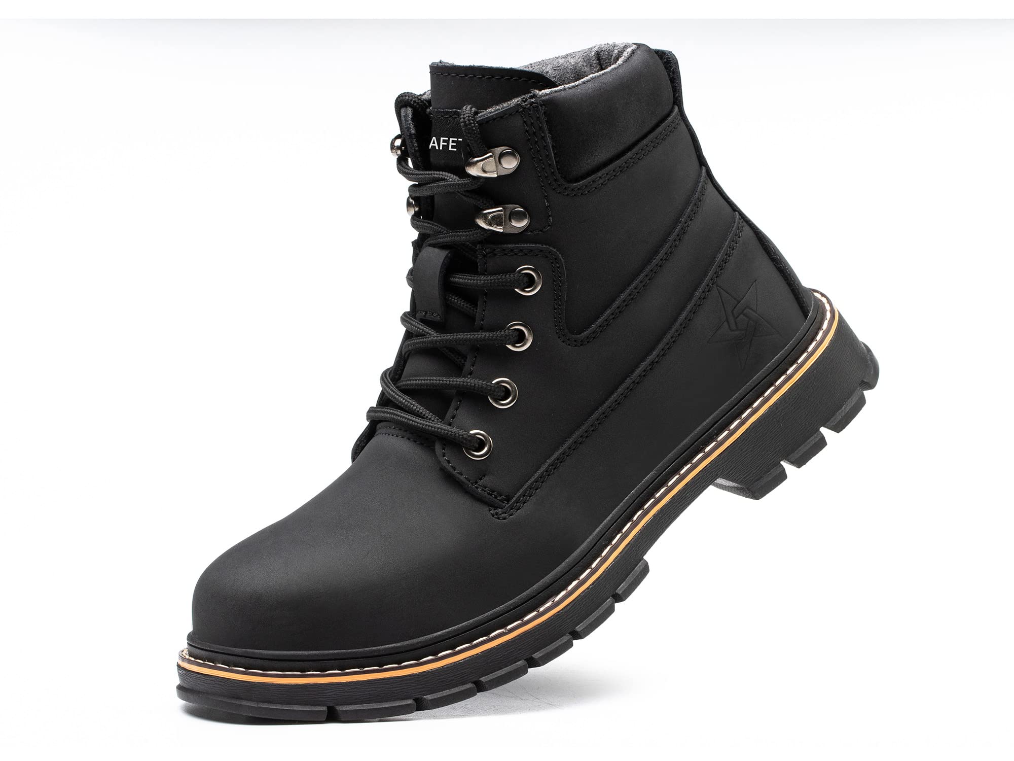**Men's Waterproof Steel Toe Work Boots - Anti-Slip Safety Shoes for Construction & Outdoor Use - Durable Non-Slip Ankle Boots for Heavy Duty Work & Hiking**