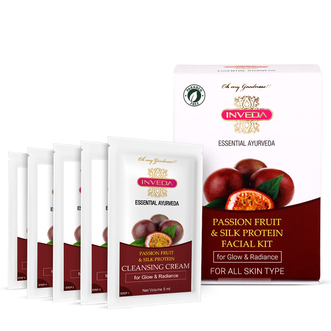**Inveda Passion Fruit & Silk Protein Facial Kit – Hydrating & Brightening Skincare Set with Kukui Nut & Sunflower Seed Oil – Reduces Dryness & Dullness for Glowing Skin – 37ml – Perfect for Daily Skincare & Nighttime Routine**