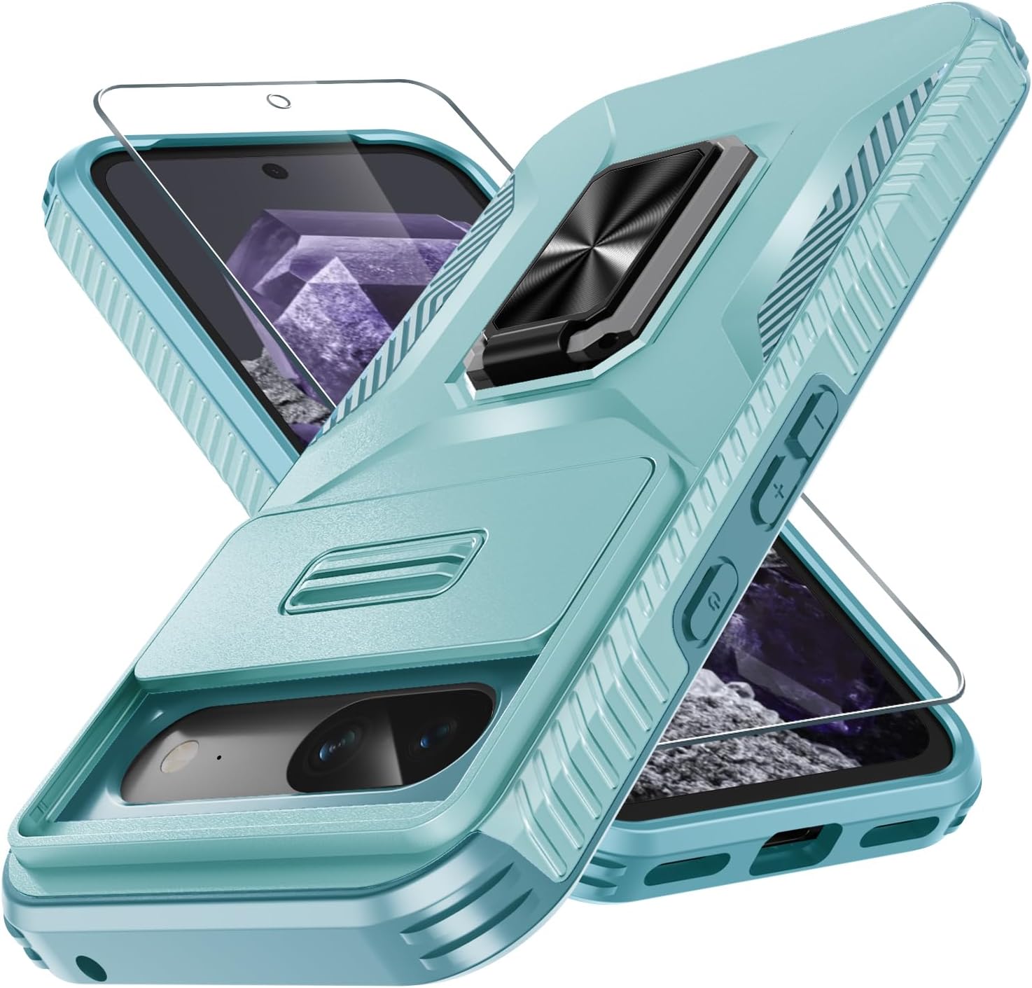 Google Pixel 8 Pro Case with Tempered Glass Screen Protector - Shockproof Protective Phone Cover (Orange) - Perfect for Outdoor Activities, Travel & Daily Use