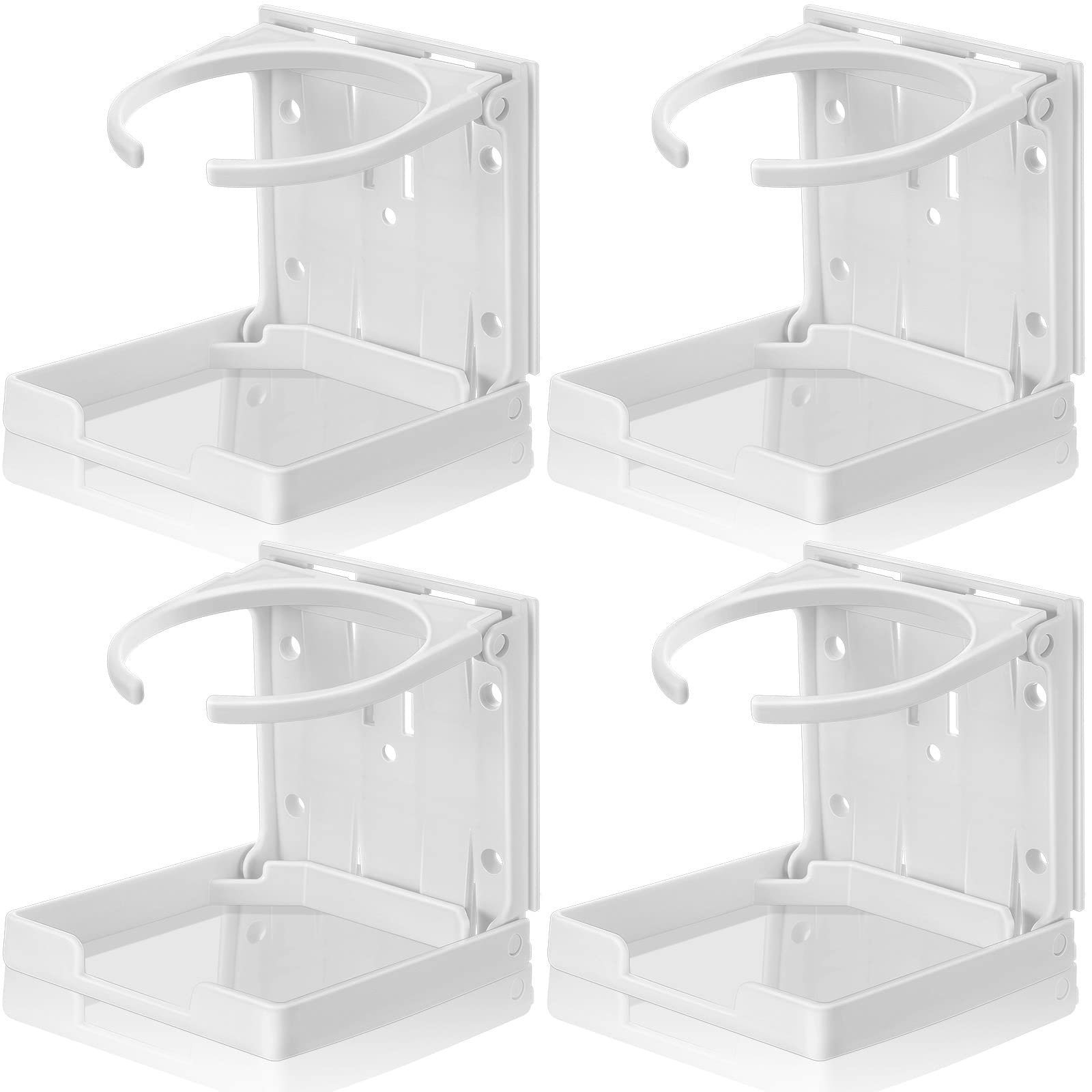 4 Pcs Folding Boat Cup Holder - for Cars, Trucks, Boats & RVs (White) - Durable Drink Holder Accessory