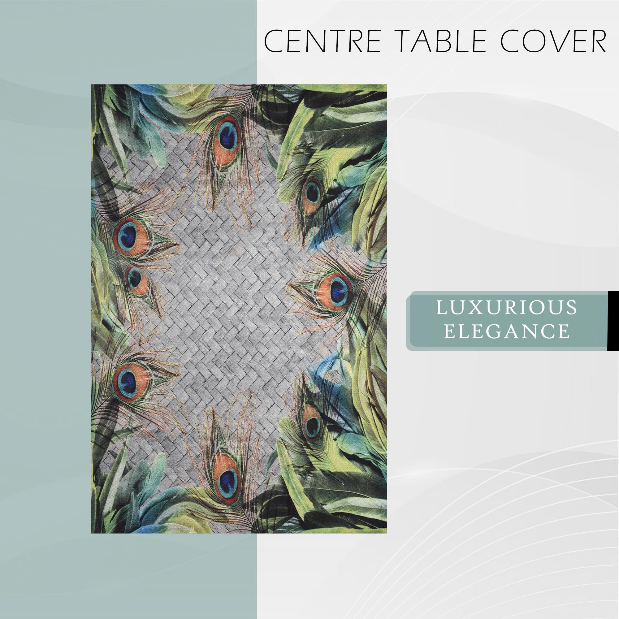 Kuber Industries 40x60 Inch Cotton Table Cover - 4 Seater Kitchen Tablecloth with Mor Pankh Print in Green | Decorative Dining Table Protector | Perfect for Dining Room, Tea Party & Home Decor