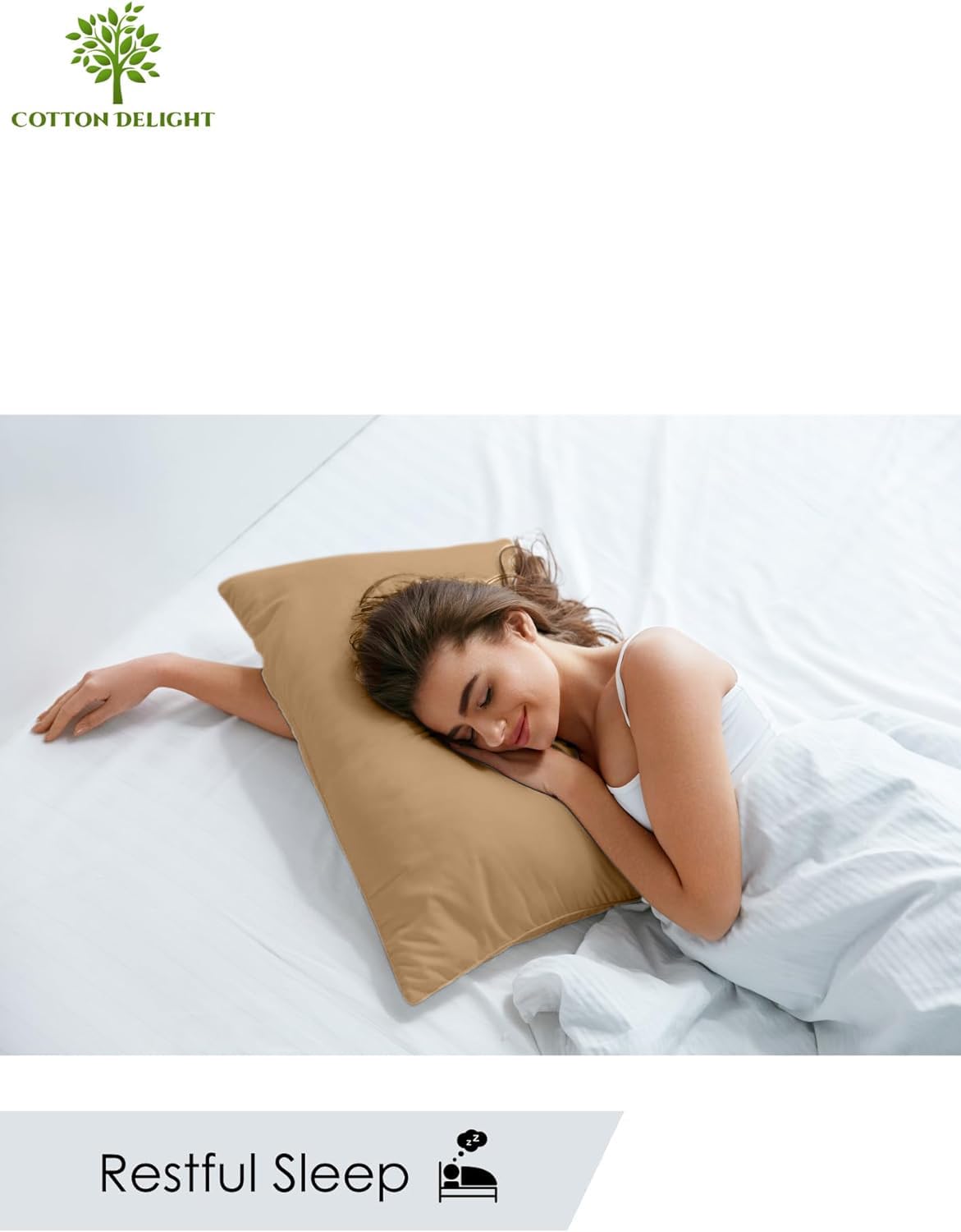 Premium 100% Natural Cotton Pillowcase Set of 2 - 600 Thread Count Taupe Standard Pillow Covers (20