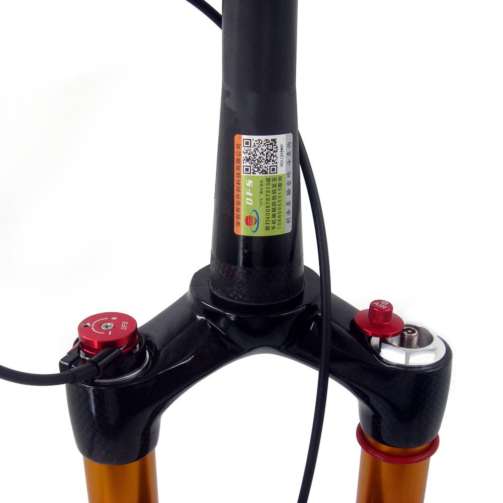 DFS Carbon Air Fork for MTB - Lightweight Suspension Fork with Remote Lockout, Carbon Steerer Tube & Crown, 26