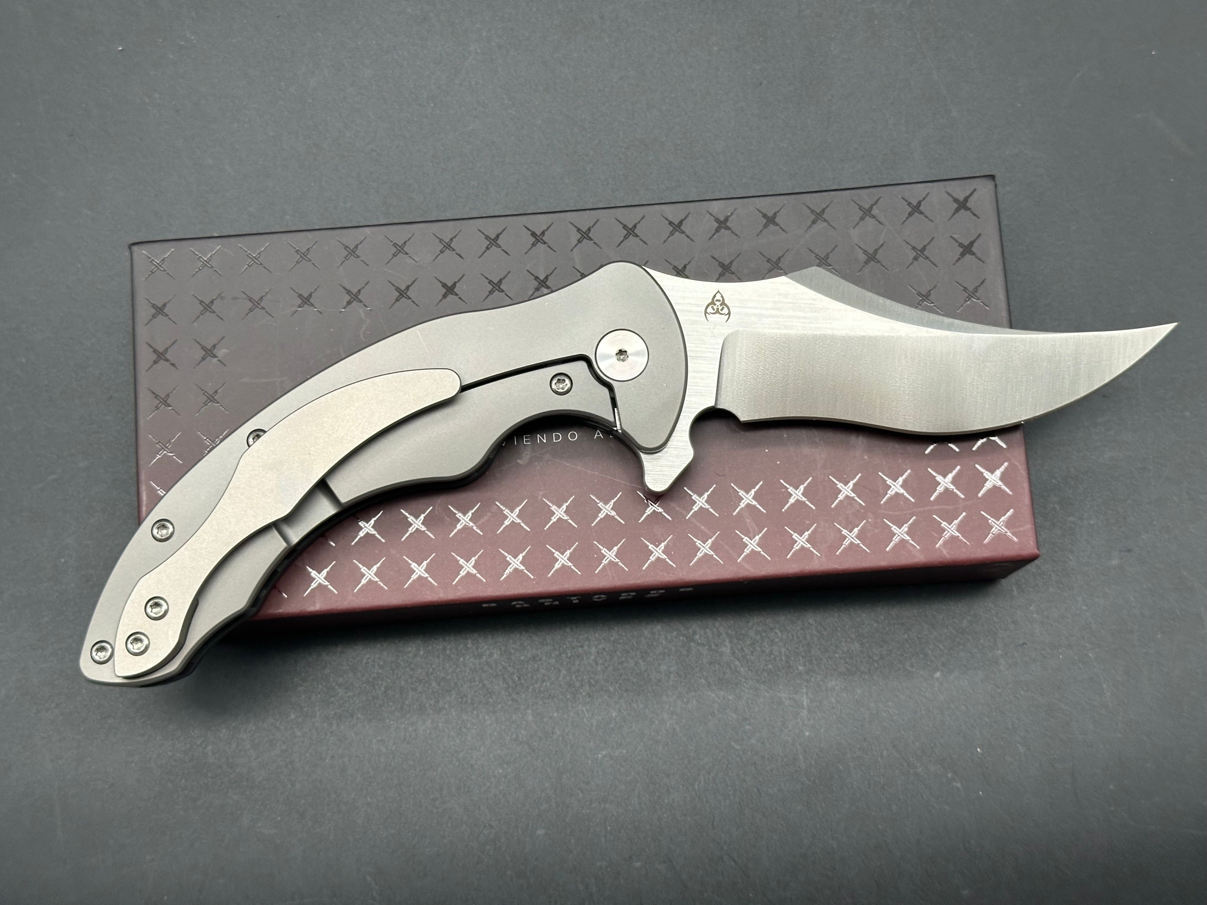 Bastard Knives BAAL Titanium Frame & Carbon Fiber Scale Folding Knife with N690 Steel Blade - EDC, Outdoor, Survival, Camping, Hunting, Tactical Use
