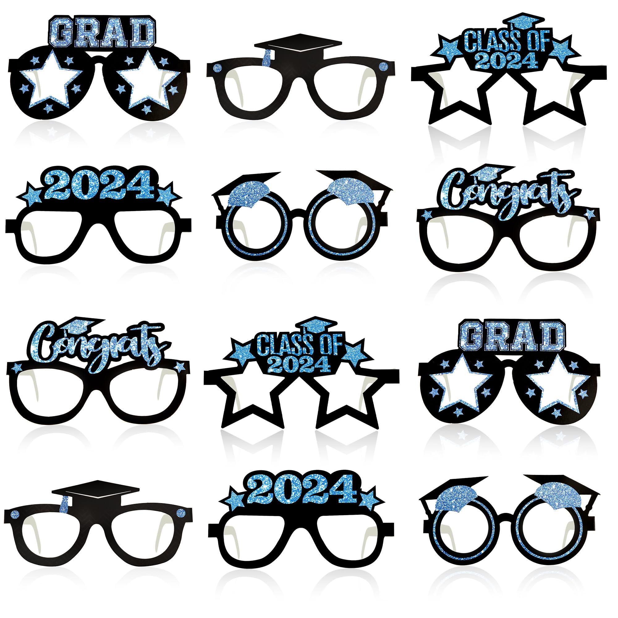 KatchOn Blue Graduation Glasses 2024 - Pack of 12 | Class of 2024 Graduation Party Decorations, Photo Booth Props & Party Favors | Perfect for Graduation Ceremonies, Photo Shoots & Celebration Events