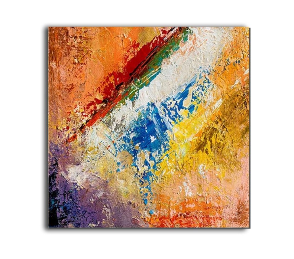 Hand Painted Acrylic Wall Art - Modern Contemporary Canvas Painting for Living Room & Dining Room Decor - Perfect for Home, Office, and Gift Giving
