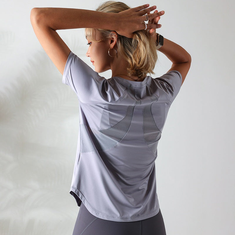 Quick Drying Mesh Stitching Workout Tops for Women - Breathable Athletic Shirts for Running, Yoga & Gym Training