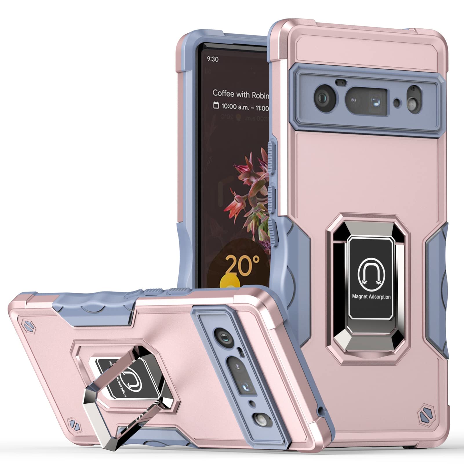 Military Grade Shockproof Case for Google Pixel 6/6 Pro - Magnetic Car Mount & 180° Rotating Metal Ring Holder | 6.7