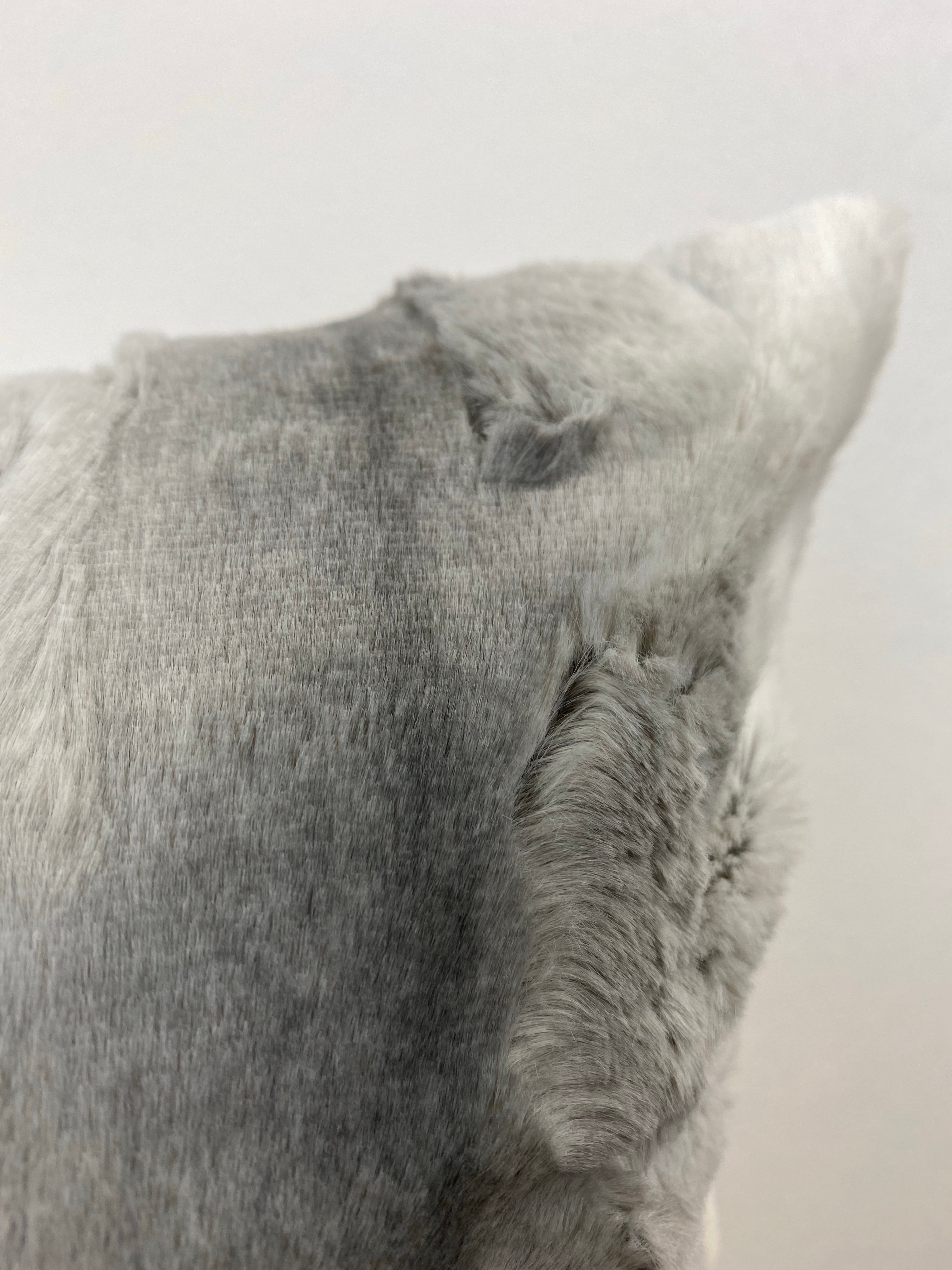 Luxury Angora Platinum Faux Fur Lumbar Pillow - 12x22 Inches - Soft Decorative Cushion for Sofa, Bed & Home Decor - Perfect for Living Room, Bedroom & Office