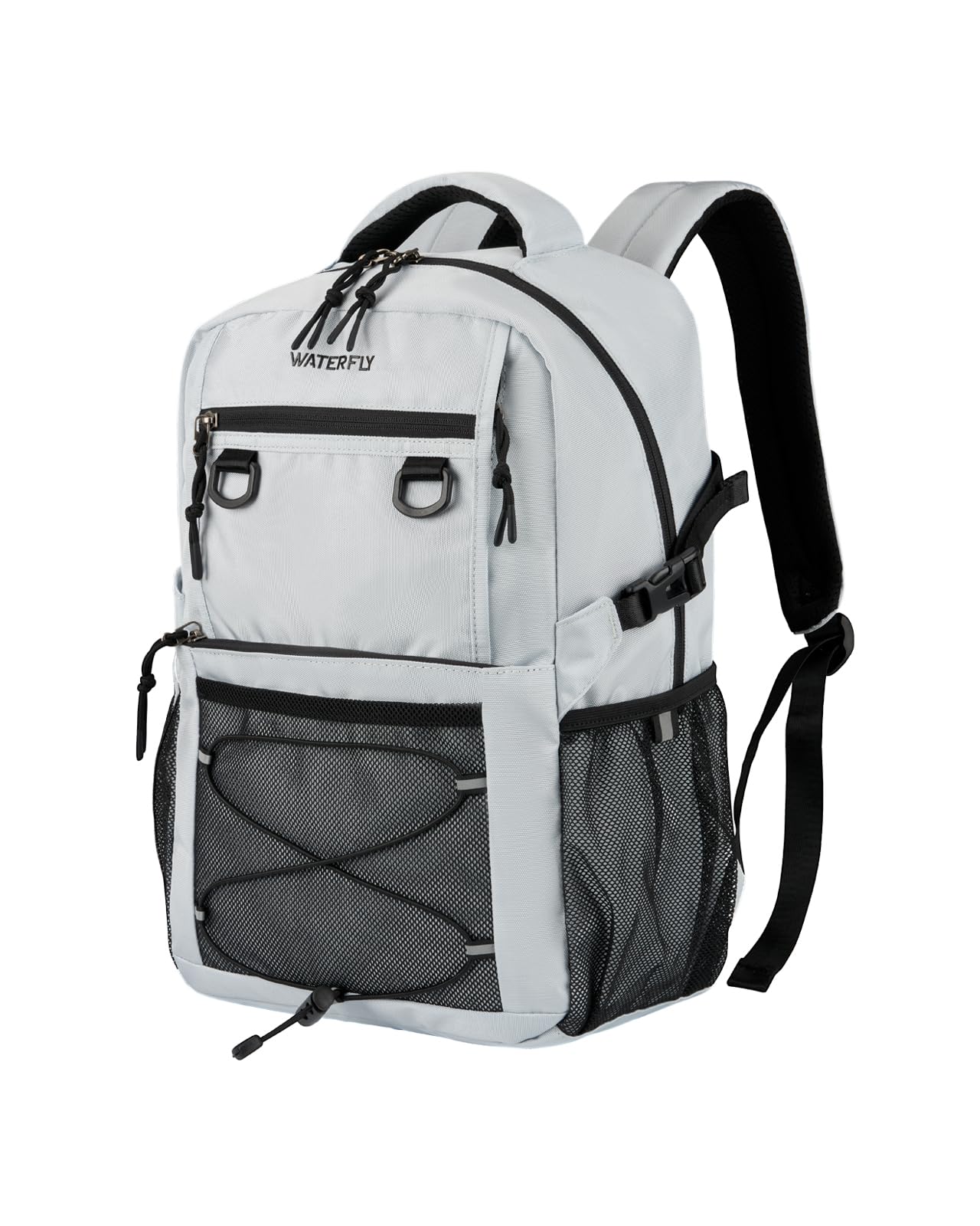 **WATERFLY 22L Light Gray Travel Backpack for Hiking, Commuting & College - Durable Daypack with Multiple Compartments for Men & Women - Perfect for Outdoor Adventures, Airplane Carry-On & Everyday Use**