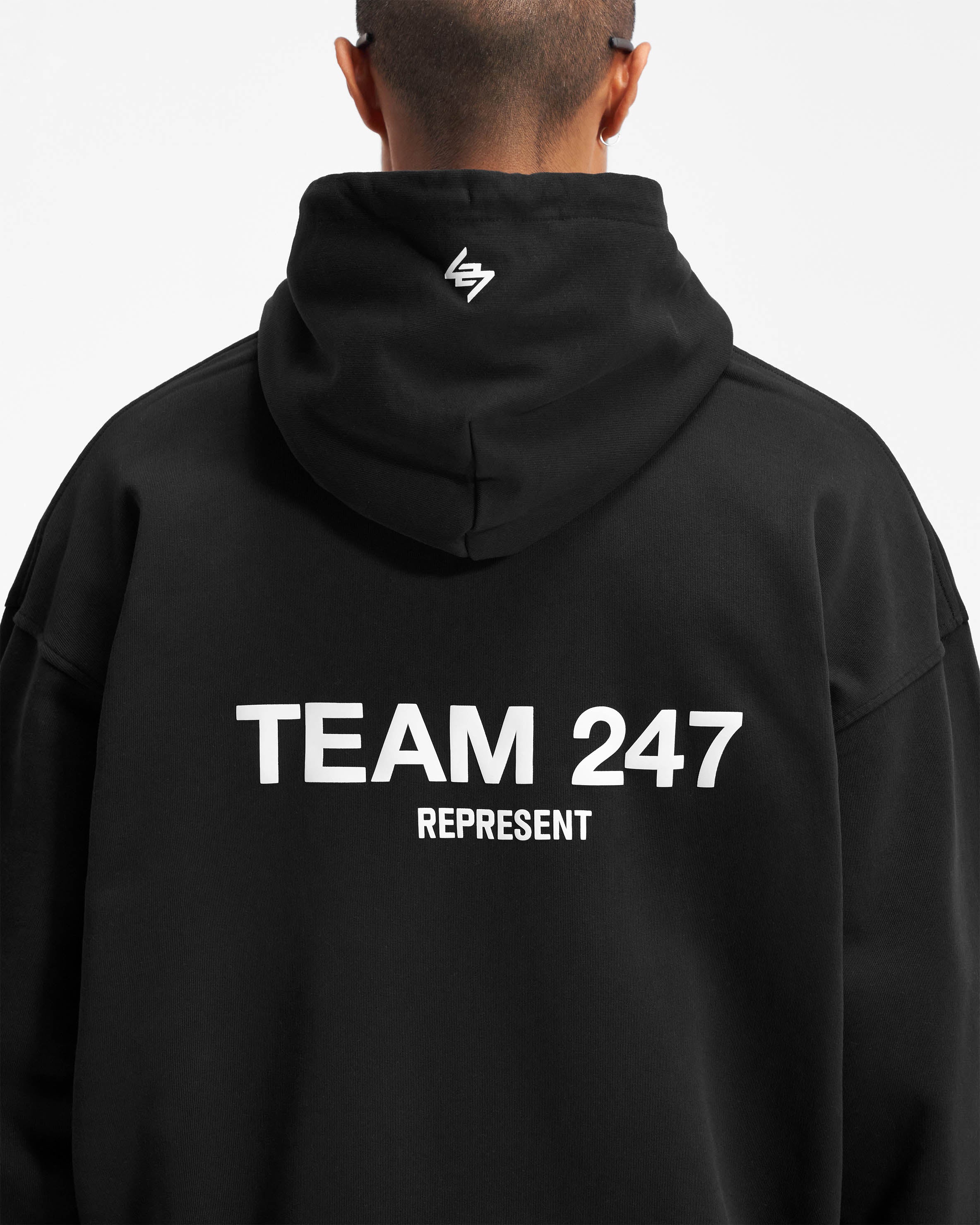 Team 247 Oversized Hoodie for Men & Women - Black - Soft Fleece Pullover Sweatshirt for Lounge, Streetwear & Winter Comfort