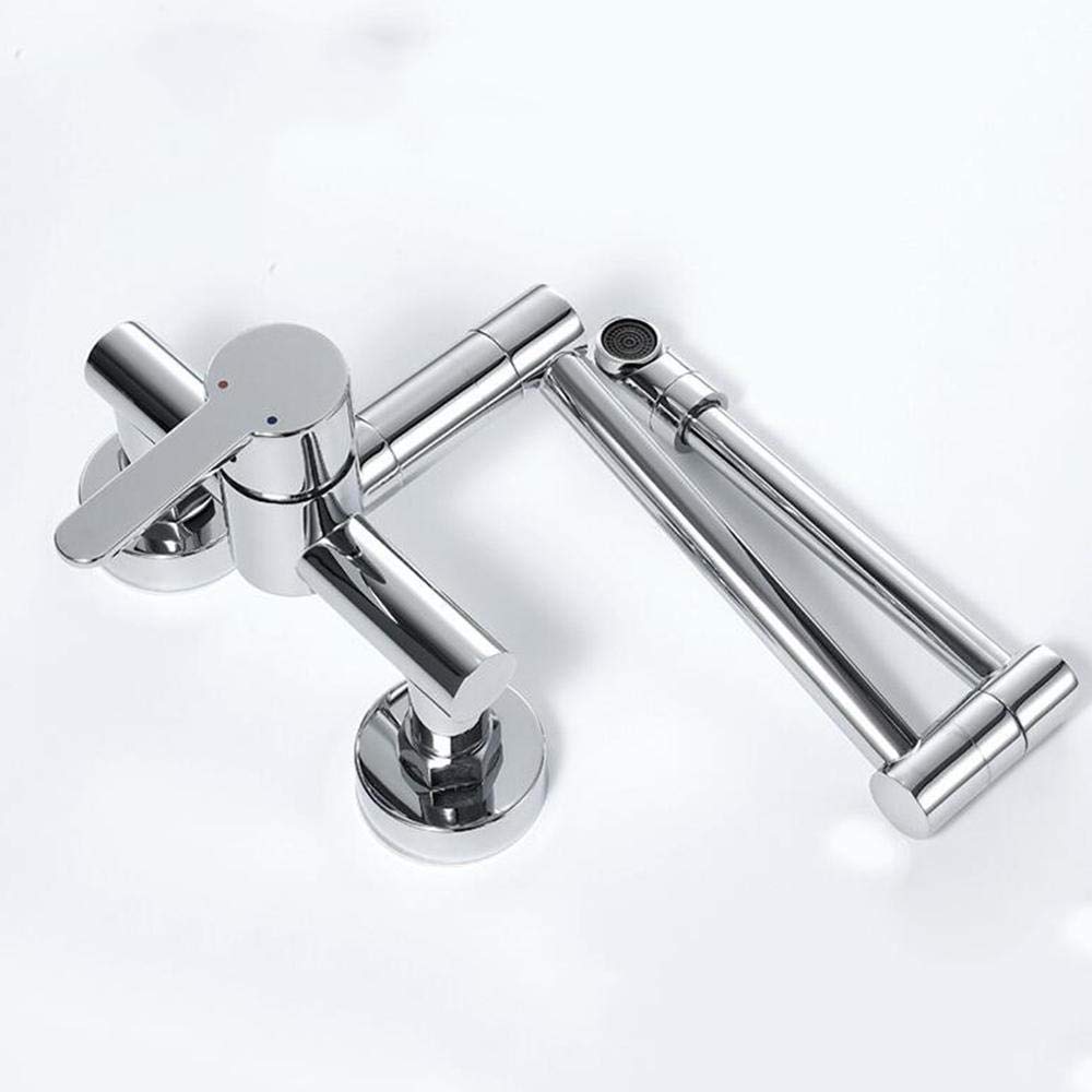 Wall Mounted Folding Kitchen Faucet - Adjustable Hot & Cold Water Rotatable Sink Faucet for Small Spaces, RV, Outdoor & Camping Use