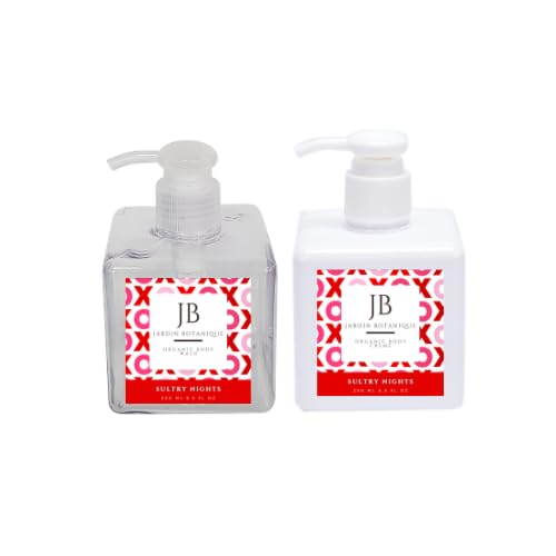 Organic Body Wash & Body Crème Gift Set for Valentine's Day - Sultry Nights Scented, Natural & Luxurious Skincare Duo - Perfect for Romantic Evenings & Self-Care Moments