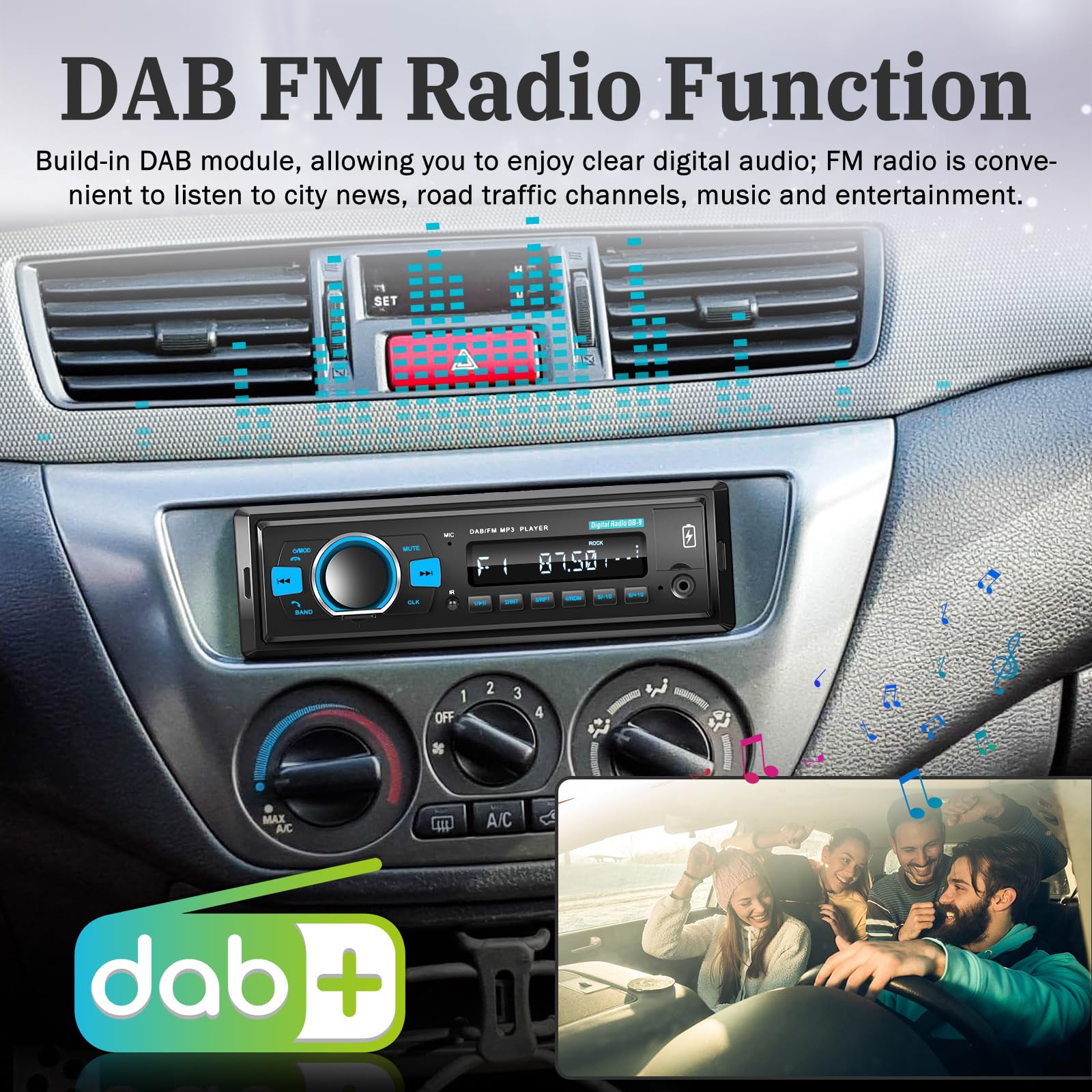 Bluetooth 5.0 Single Din Car Stereo with EQ Audio, Hands-Free Calling, FM Radio, USB Charging, TF/SD Card Slot & AUX Input - Includes SWC Remote & 32GB TF Card - Perfect for Road Trips & Daily Commutes