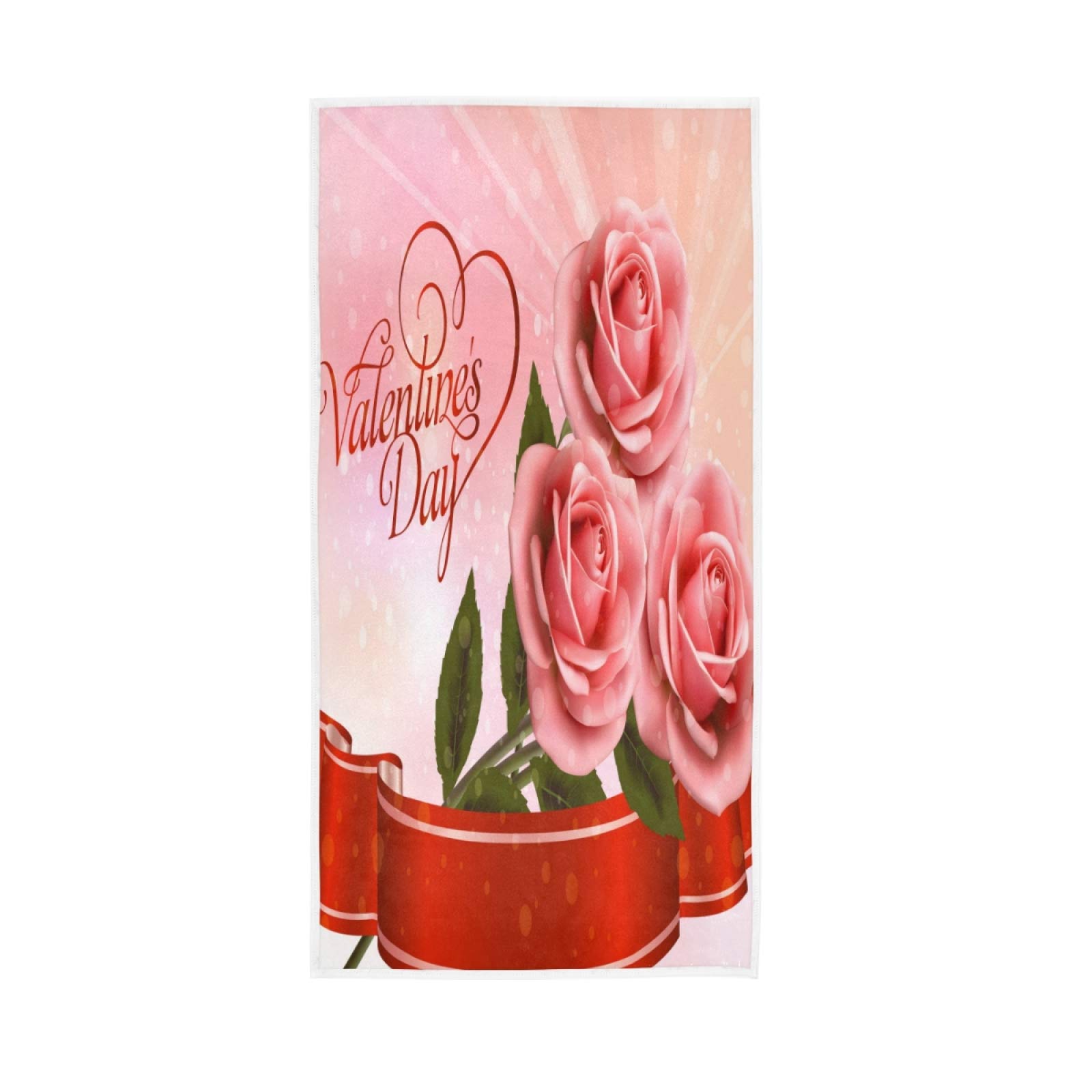 Valentine's Day Pink Roses Ultra Soft Bath Towels - Hand Towels & Washcloths for Gym, Sports, Swimming Pool, Running - Perfect for Valentine's Gifts, Spa Day & Home Decor