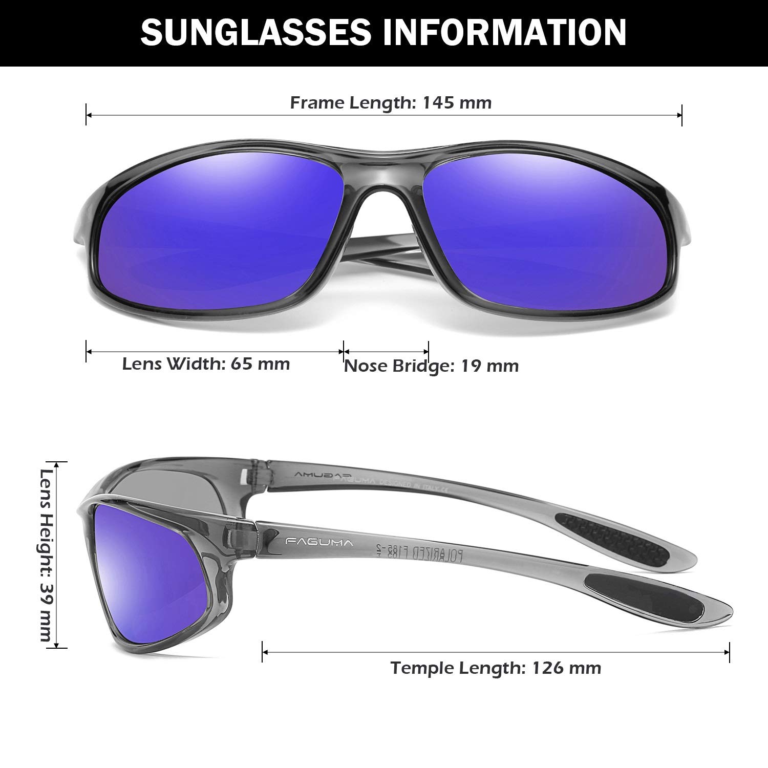 FAGUMA Polarized Sports Sunglasses for Men - UV400 Protection for Cycling, Driving, Fishing & Outdoor Activities - Lightweight & Durable for All-Day Comfort