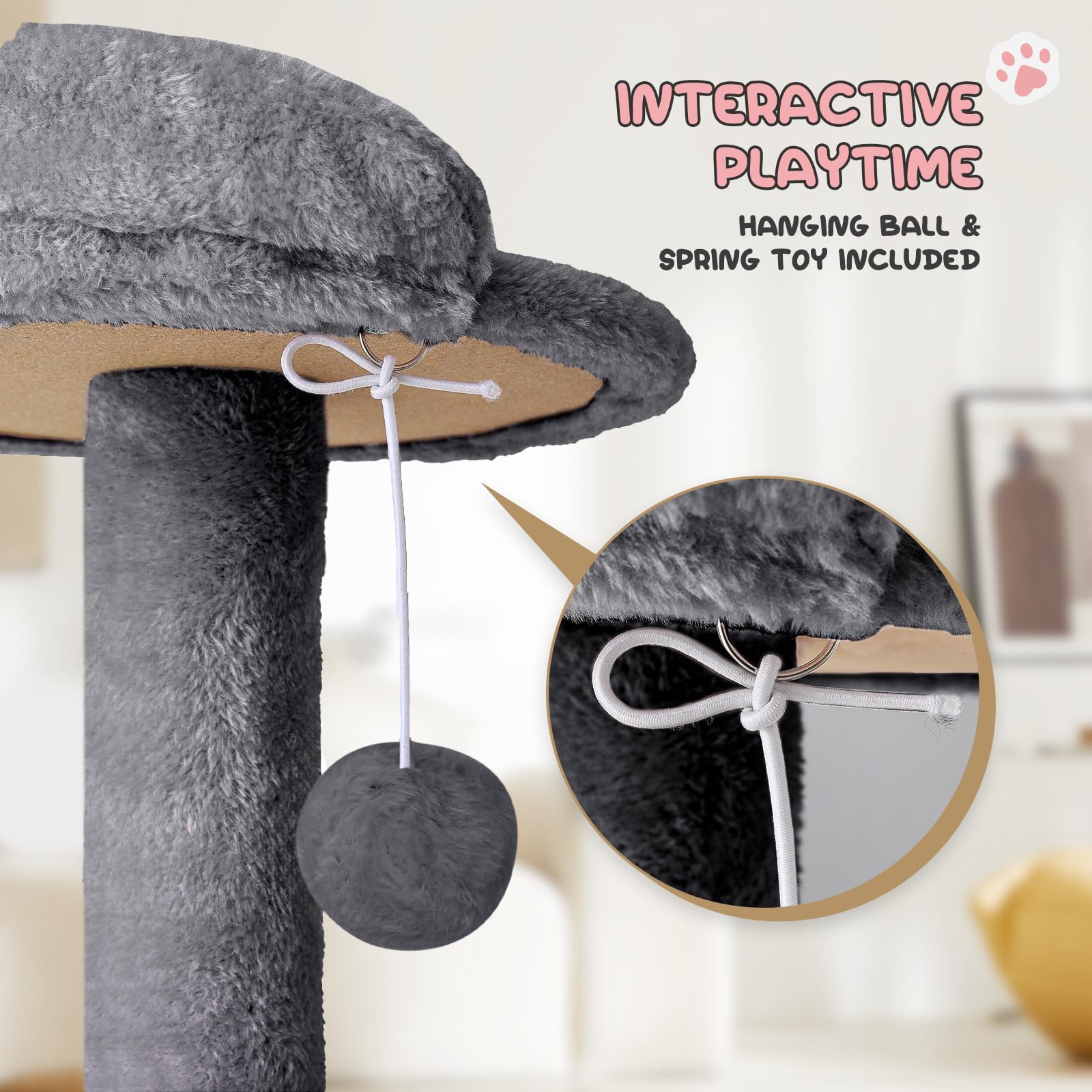 MoNiBloom 60 Inch Cat Tree Tower with 2 Cat Condos, Scratching Posts & Perches - Multi-Level Cat Climbing Furniture for Indoor Cats (Smoky Grey) - Perfect for Small Spaces, Apartments & Playful Kittens