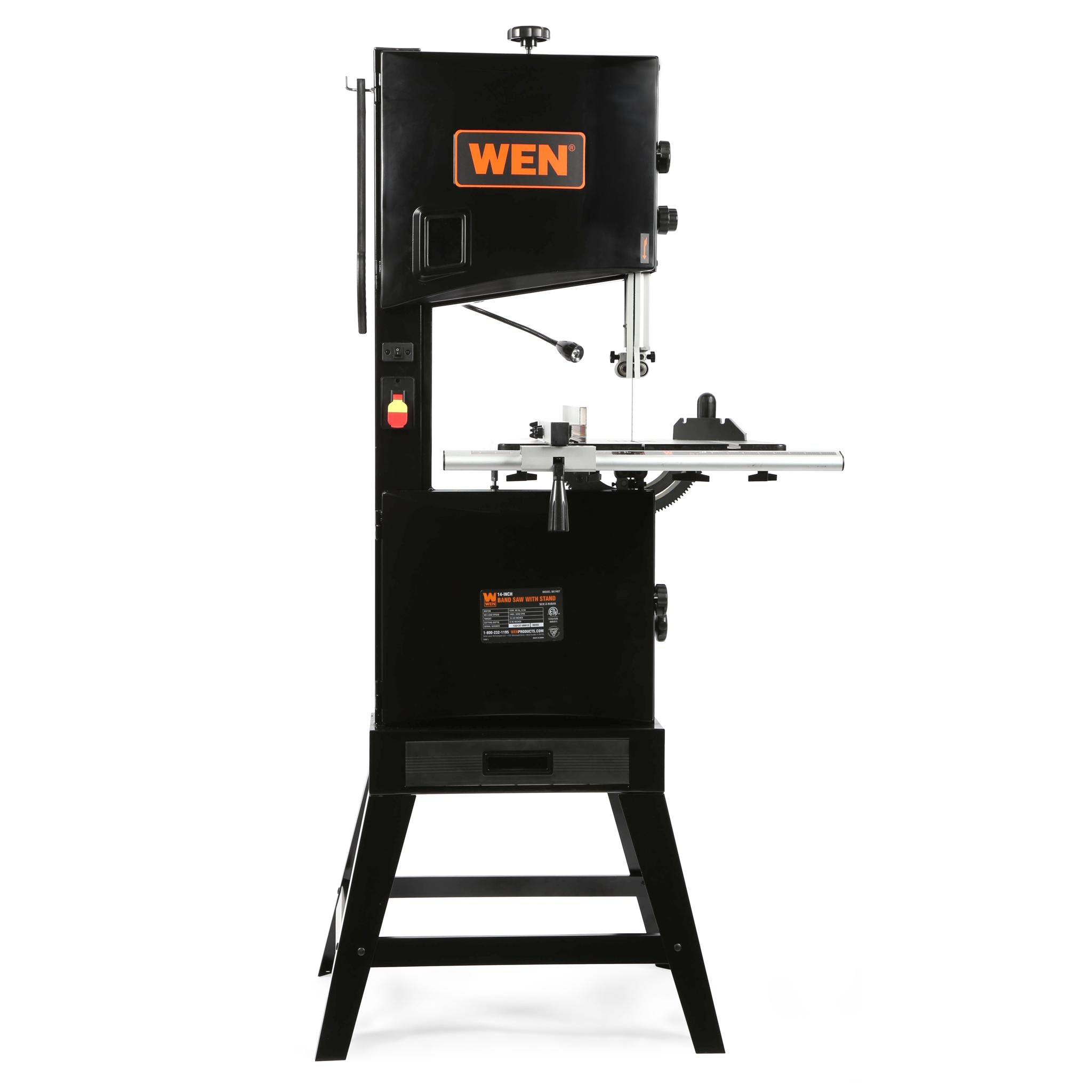 WEN BA1487 14 Inch Two Speed Band Saw with Stand and Work Light - Heavy Duty Woodworking Tool for DIY Projects & Professional Use - Perfect for Cutting Wood, Metal & Plastic in Home Workshop
