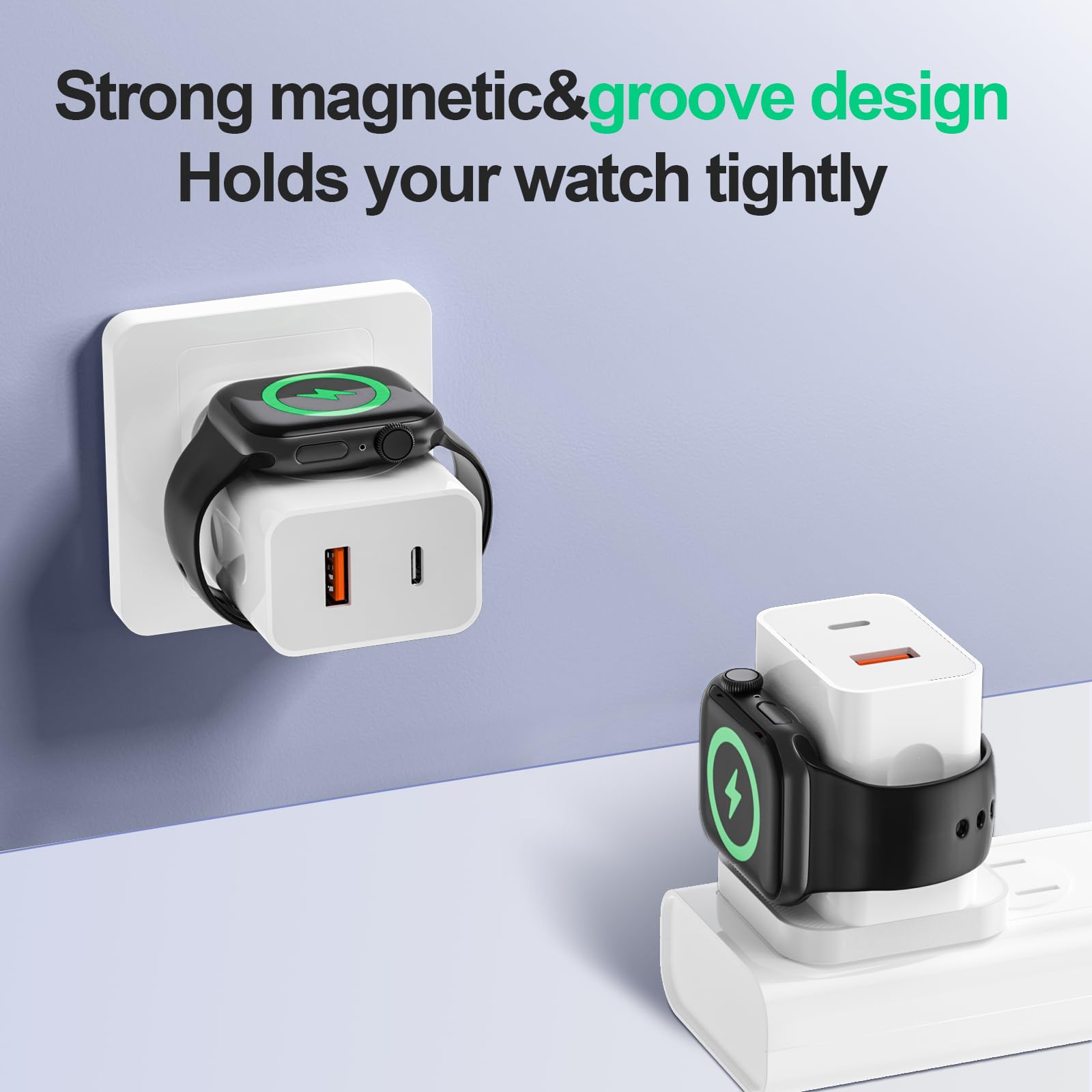 Upgraded 3-in-1 Apple Watch Charger with 20W Fast Charging - Magnetic Wireless Charger for iPhone & Apple Watch Series 10/9/8/Ultra/7/6/5/4/3 - Dual Port Wall Charger for Home, Office & Travel Use