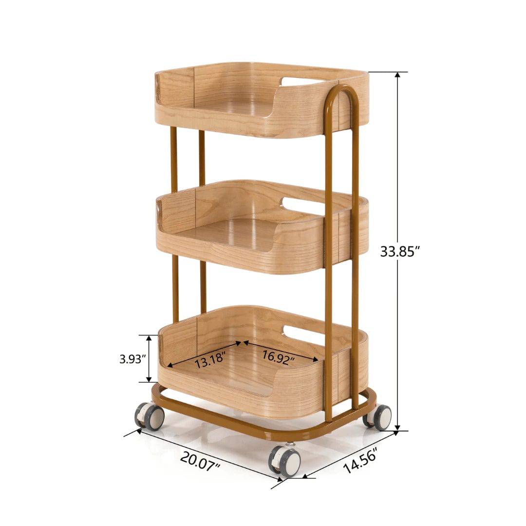 Beauty Salon Rolling Trolley Cart - Professional Mobile Storage Organizer for Hair Stylists & Nail Technicians - Perfect for Salon, Spa & Home Use - Burlywood Finish