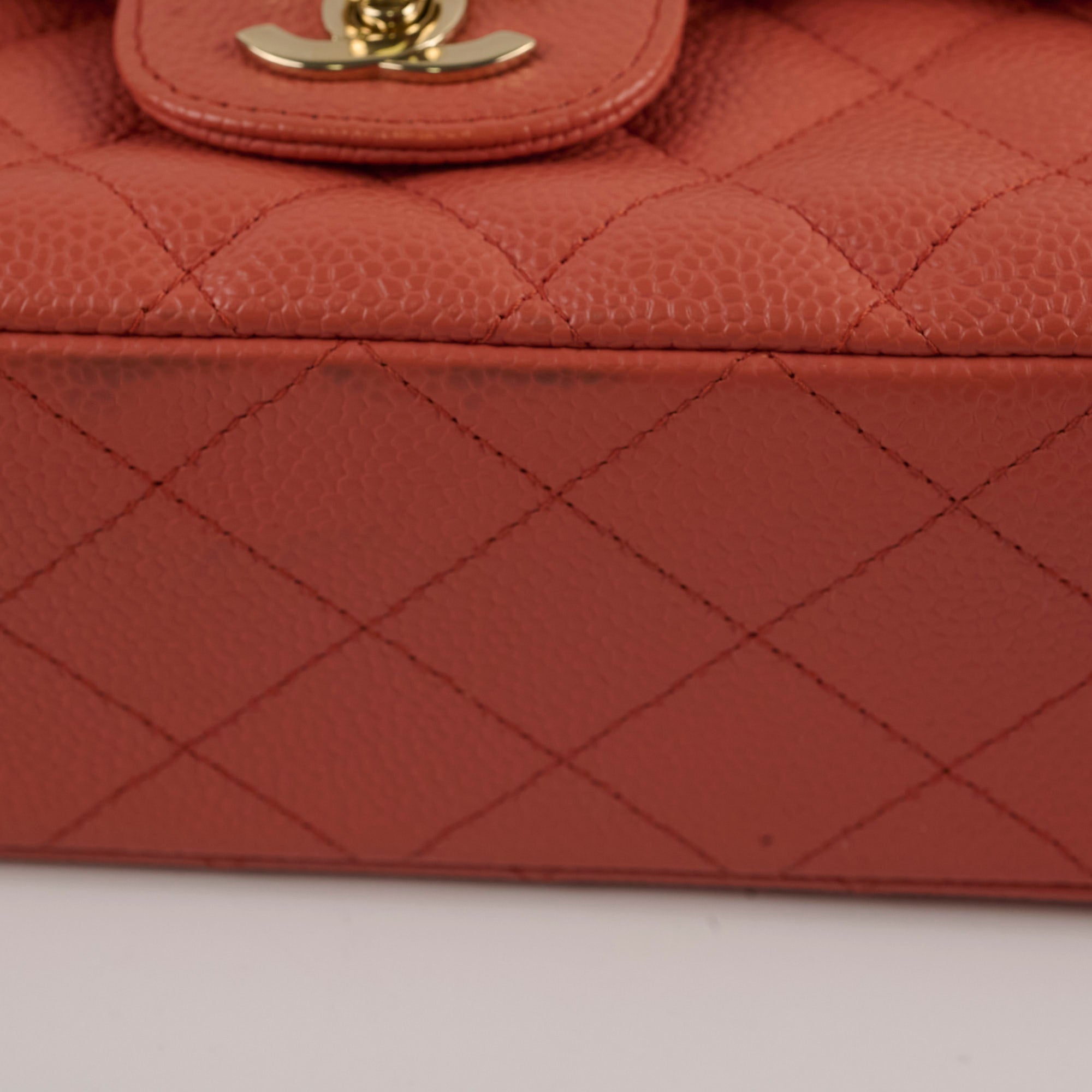 Chanel Medium/Large 24k Gold Plated Caviar Classic Flap Bag in Salmon Pink - Luxury Handbag for Women, Perfect for Parties, Weddings & Special Occasions