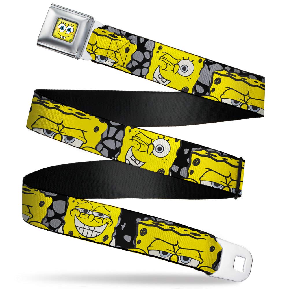 SpongeBob SquarePants Nickelodeon Seatbelt Buckle Belt - Cartoon Character Fashion Accessory for Kids & Adults - Perfect for Cosplay, Halloween Costumes & Everyday Wear