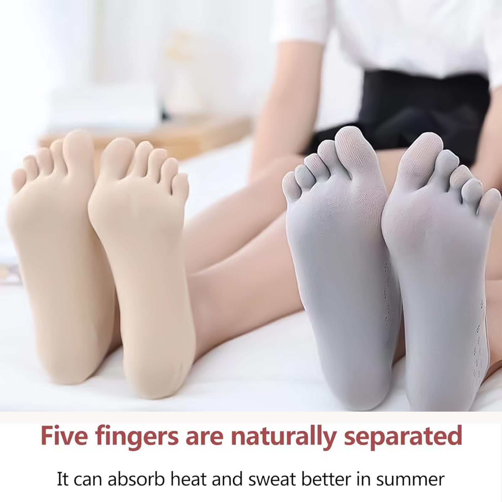PLATEYTR 10 Pairs Women's Toe Socks - Breathable Yoga Toe Separator Socks for Yoga, Running, Sports & Pilates | Perfect for Barefoot Workouts, Post-Workout Recovery & Toe Alignment Therapy