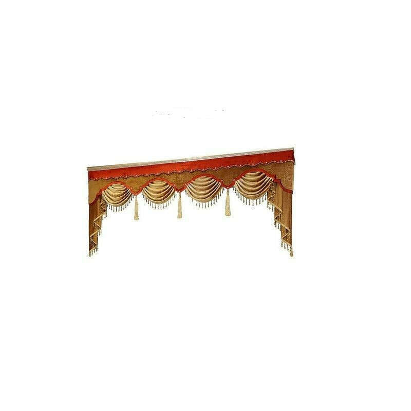 Annapolis Luxury Valance - Dark Brown Golden Window Treatment for Living Room & Bedroom Decor