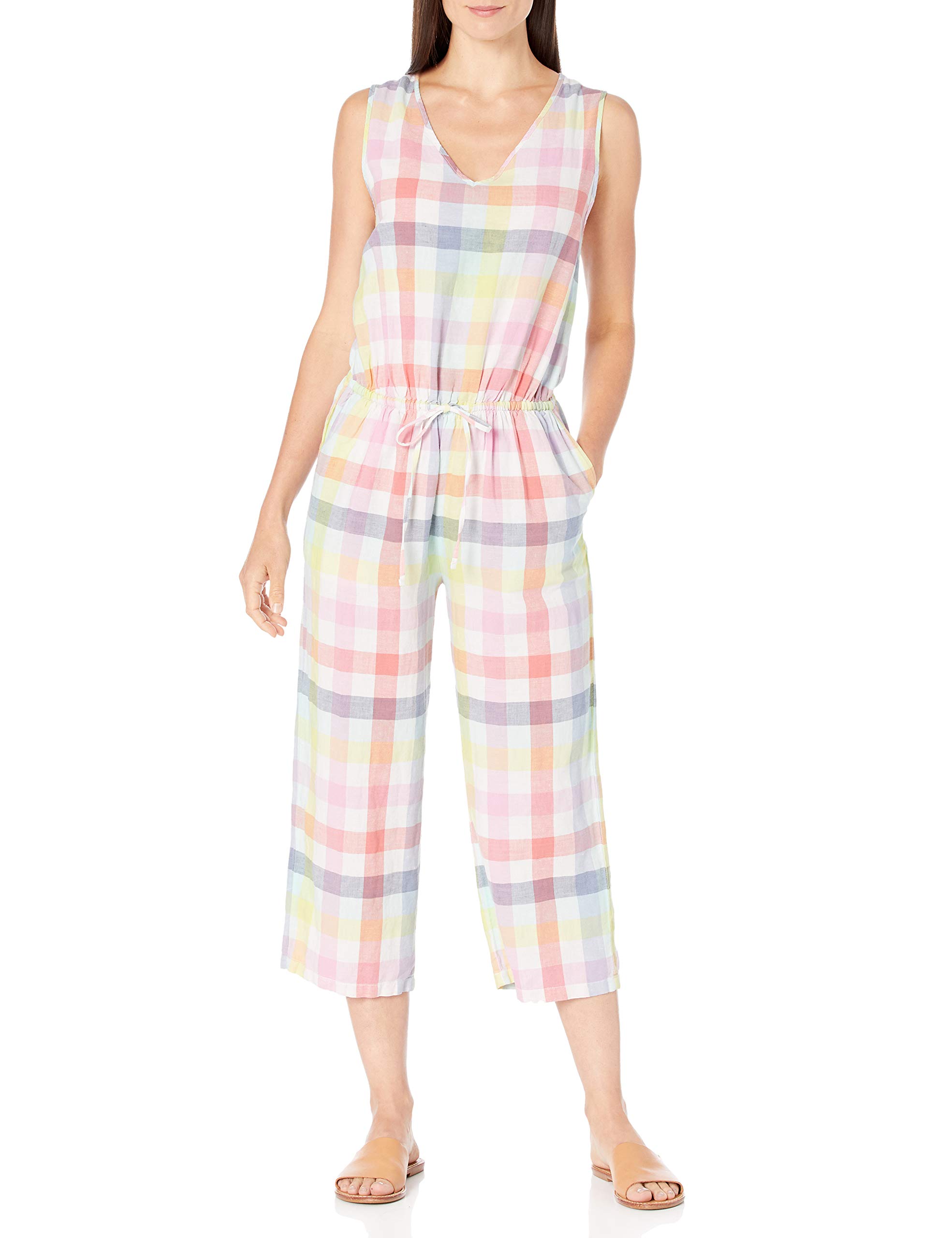Amazon Essentials Women's Sleeveless Linen Jumpsuit - Comfortable Summer Romper for Beach, Vacation & Casual Wear | Lightweight Breathable Fabric