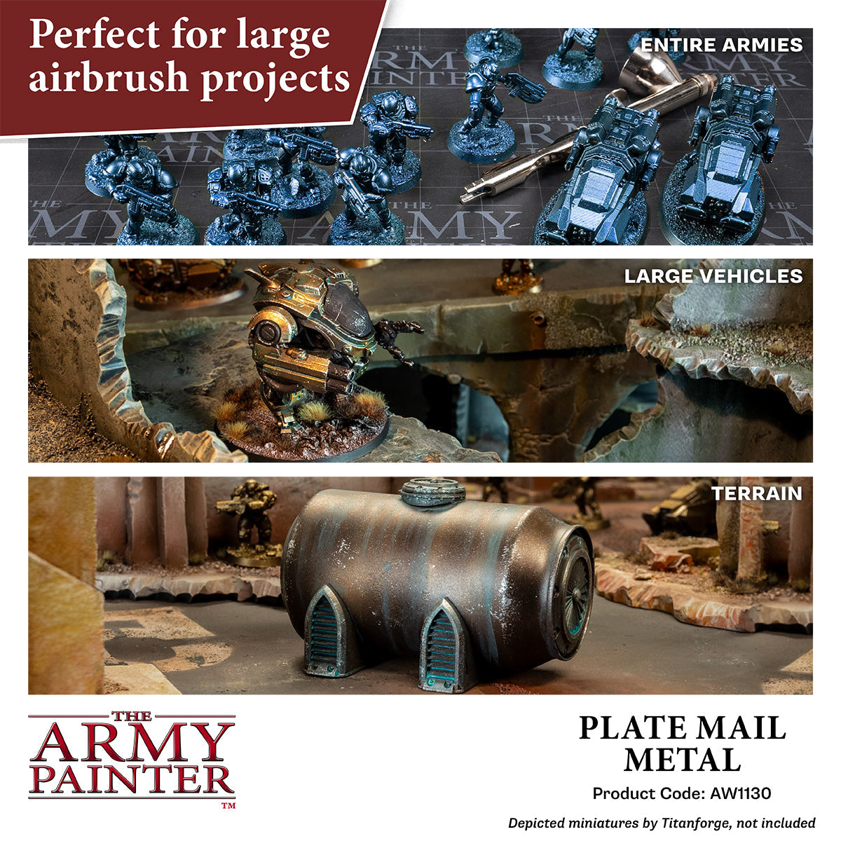 Warpaints Air Metallics: Plate Mail Metal Paint - High-Quality Metallic Acrylic Paint for Miniatures & Models - Perfect for Warhammer, D&D, and Tabletop Gaming