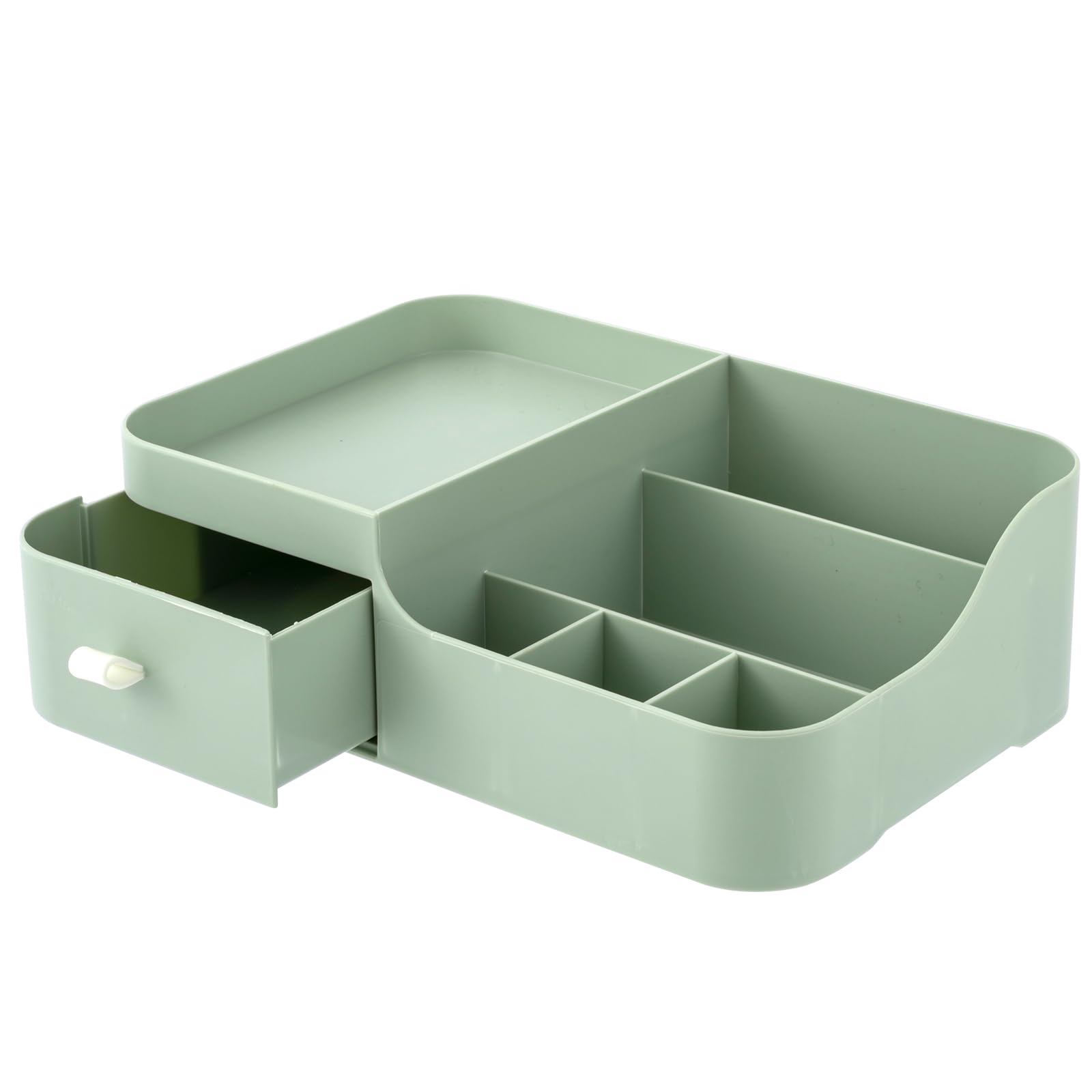 Abiudeng Makeup Desk Organizer with Drawers - Small Bathroom & Vanity Countertop Storage for Cosmetics, Skincare, Jewelry - Holds Lipstick, Brushes, Eyeshadow, Nail Polish & More (Green) | Perfect for Bedroom Vanity, Bathroom Counter & Dressing Table Organization