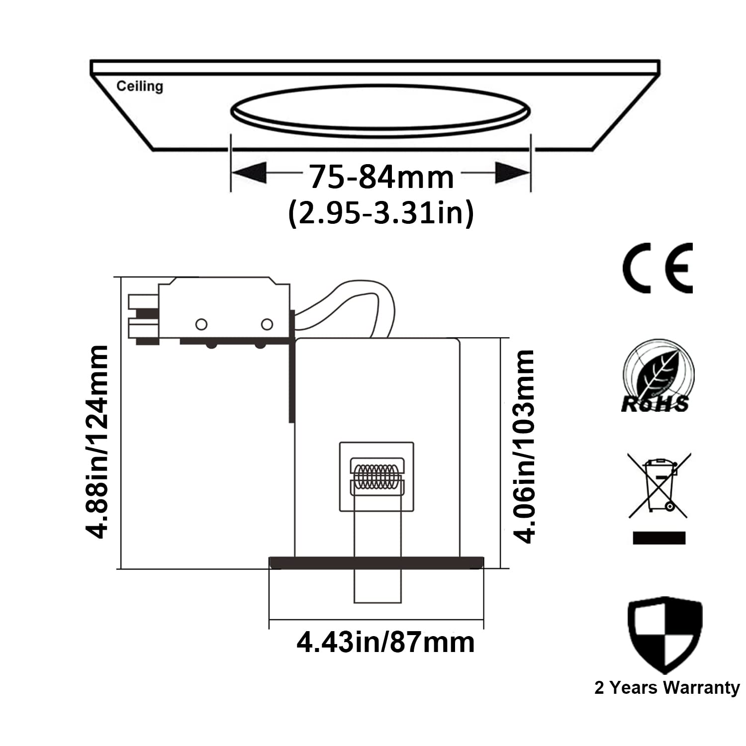 4X LED Fire Rated GU10 Downlights IP65 Waterproof - Brushed Chrome Recessed Ceiling Spotlights with 5W Warm White Bulbs - Perfect for Bathroom, Kitchen & Commercial Spaces