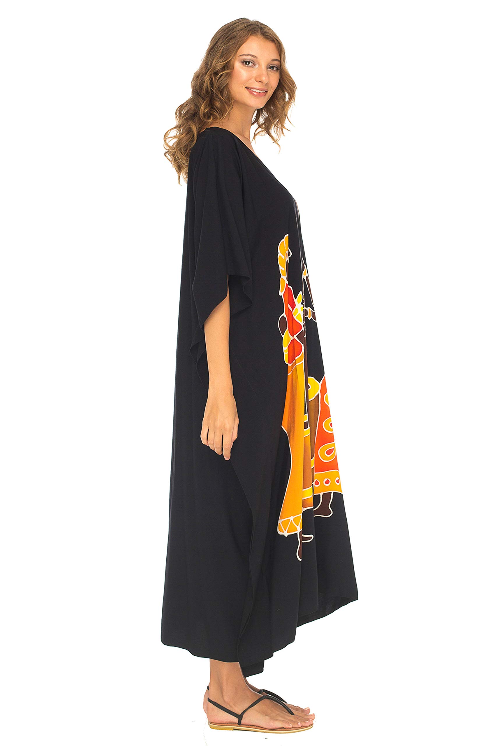 SHU-SHI Women's Plus Size Long Kaftan Dress - Flowy Beach Cover Up, Maxi Dress for Summer, Vacation, Pool Party & Casual Wear | Boho Chic Loose Fit Tunic Dress
