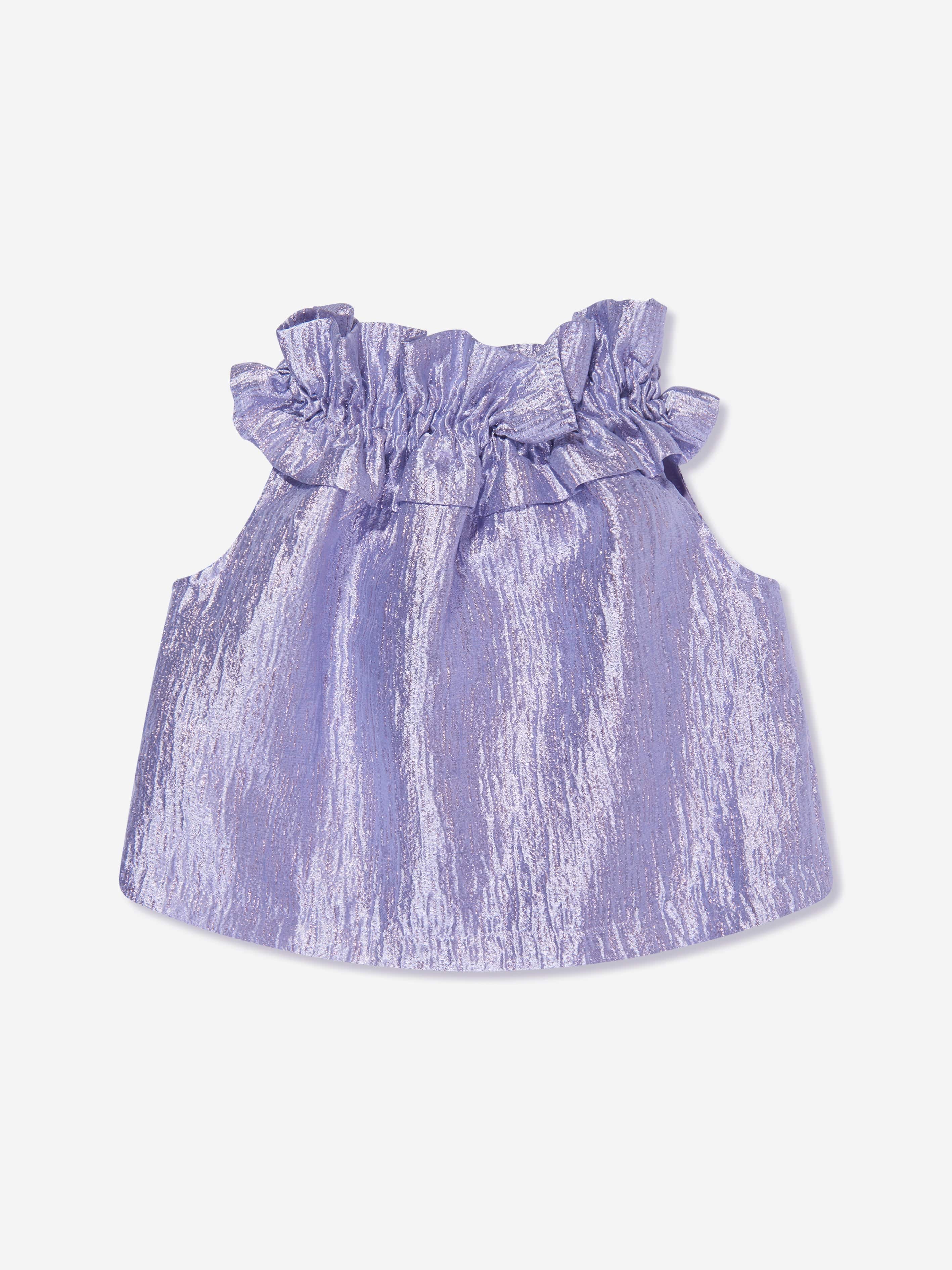 Angels Face Girls Ruthie Metallic Purple Top | Sparkly Party Dress for Kids | Perfect for Birthday Celebrations, Pageants & Special Occasions