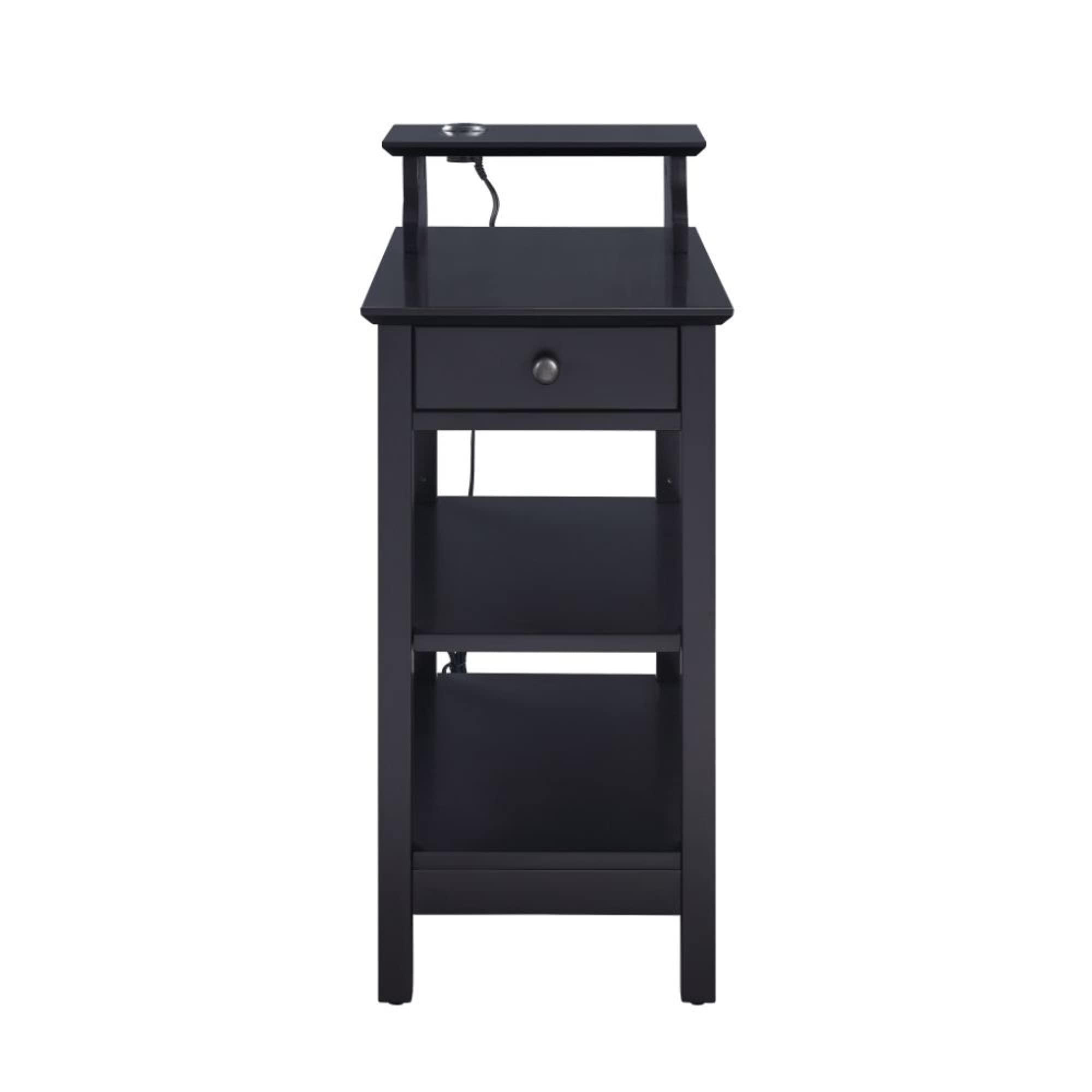 Ergonomic Accent Table with Built-in USB Charging Port - Modern Side Table for Living Room, Bedroom, or Office - Sleek Black Finish