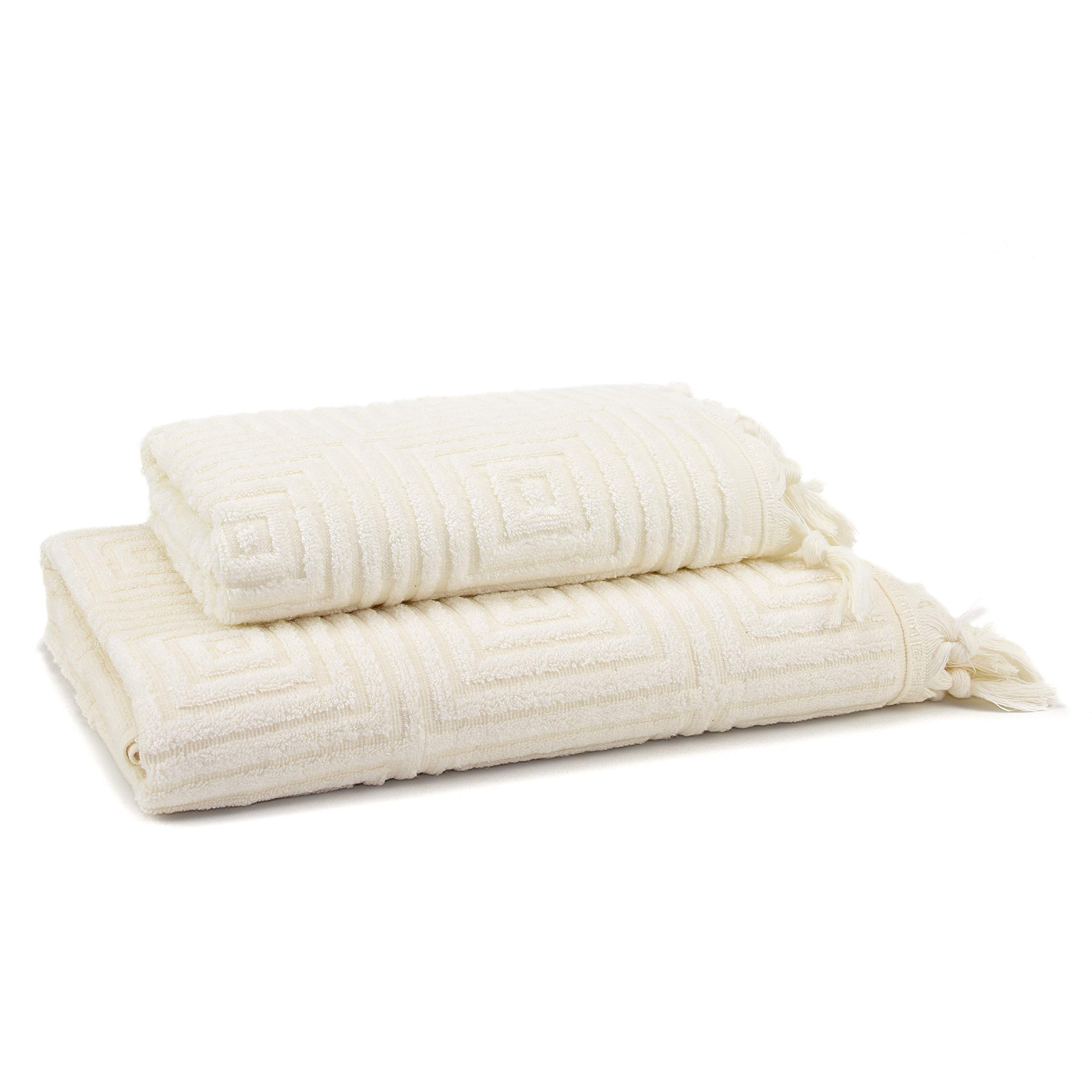 Premium Bamboo Rayon Towel Set - 1 Bath Towel & 1 Hand Towel in Butter Cream | Soft, Absorbent & Eco-Friendly | Perfect for Spa, Bath & Luxury Home Use
