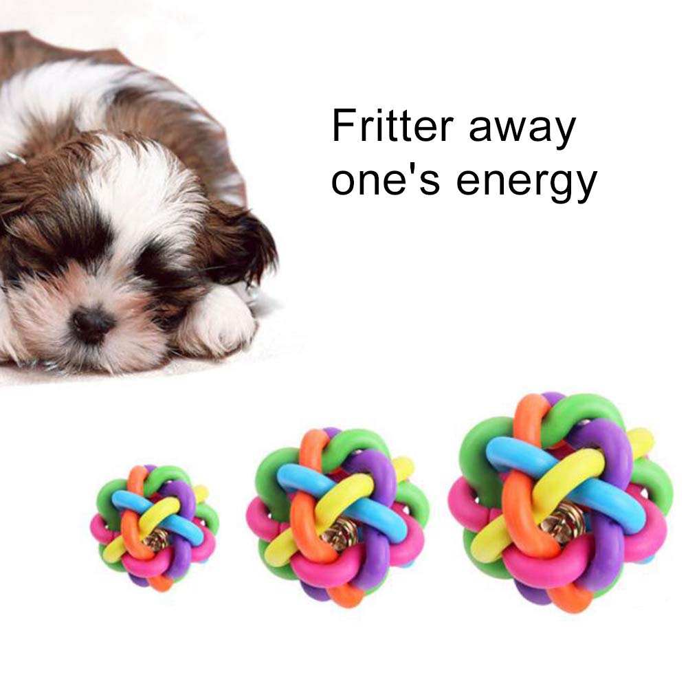 Durable Dog Chew Toy with Bell Sound - Colorful Woven Ball for Puppy Teeth Cleaning & Training - Interactive Pet Toy for Small & Medium Dogs - Perfect for Playtime, Teething Relief & Mental Stimulation