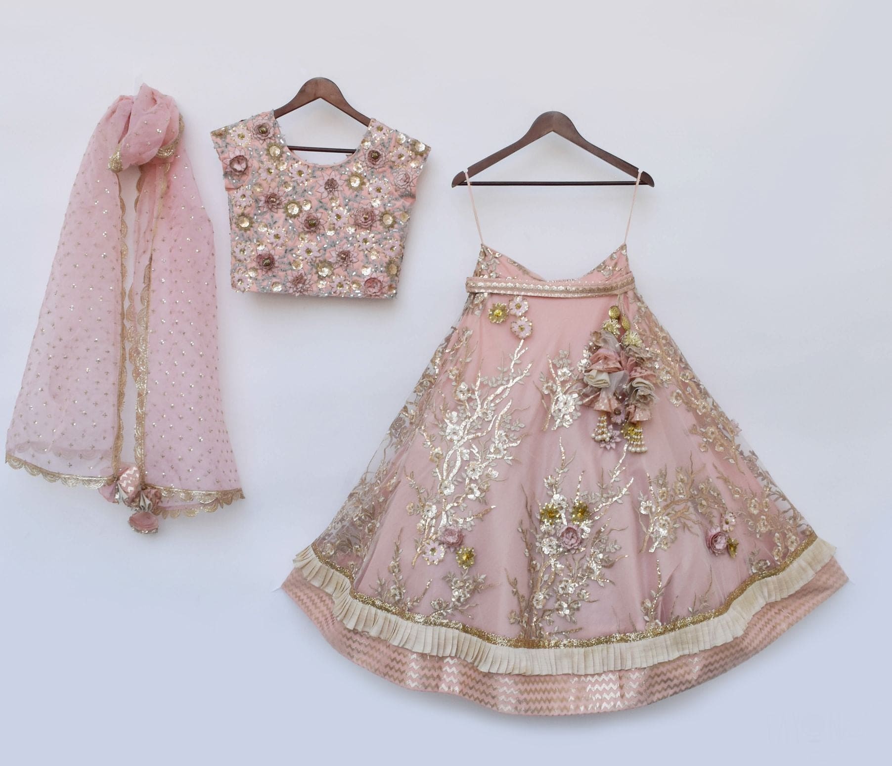 Pre Order: Peach Embroidery Lehenga Choli with Dupatta Set - Traditional Indian Bridal Wear for Weddings & Festivals