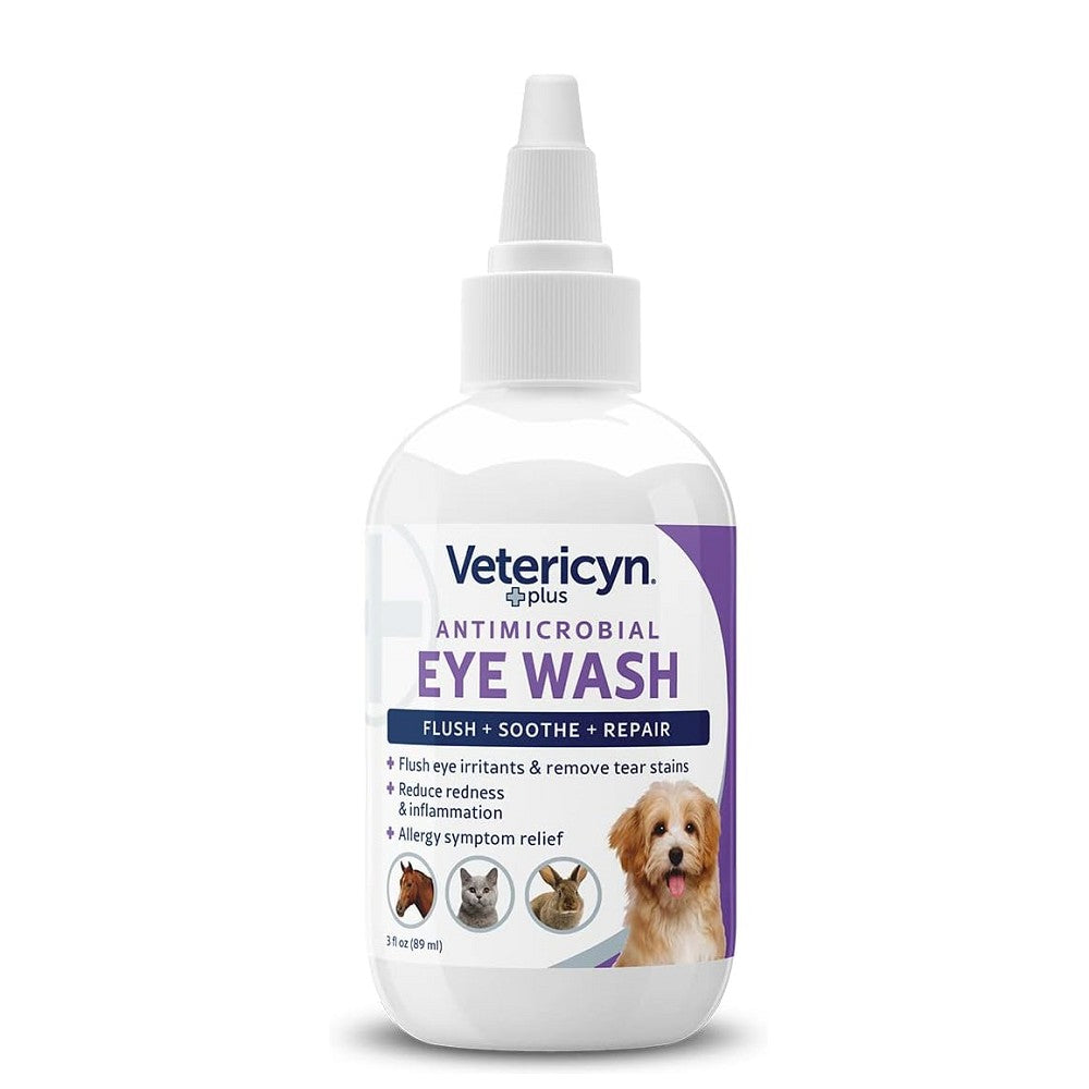 Antimicrobial Pet Eye Wash for Dogs & Cats - Gentle Tear Stain Remover & Eye Infection Treatment - Perfect for Daily Cleaning & Allergy Relief